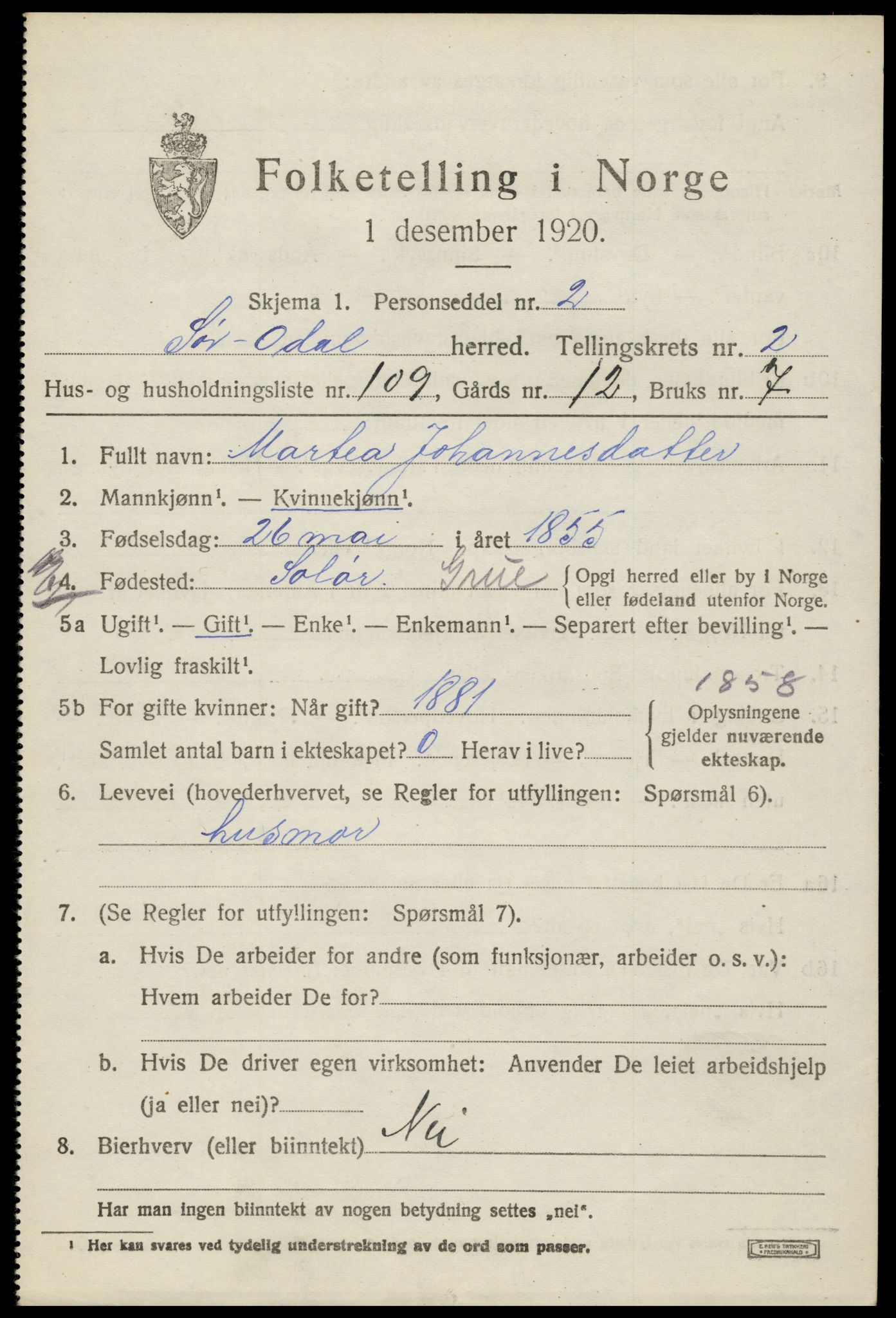 SAH, 1920 census for Sør-Odal, 1920, p. 4241