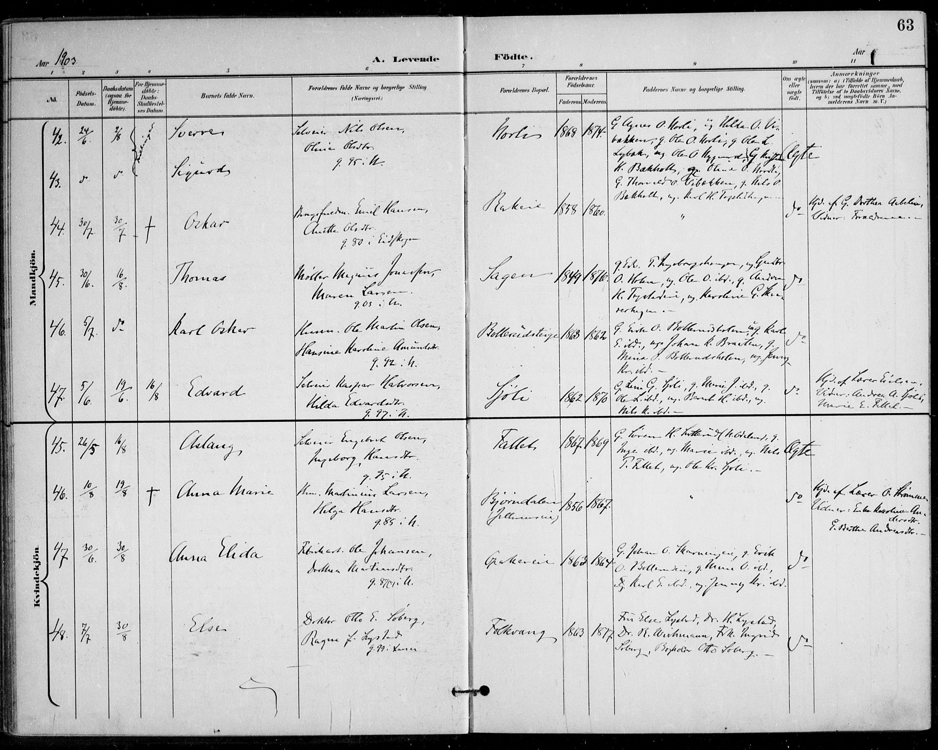 Nes prestekontor Kirkebøker, AV/SAO-A-10410/F/Fa/L0011: Parish register (official) no. I 11, 1899-1918, p. 63