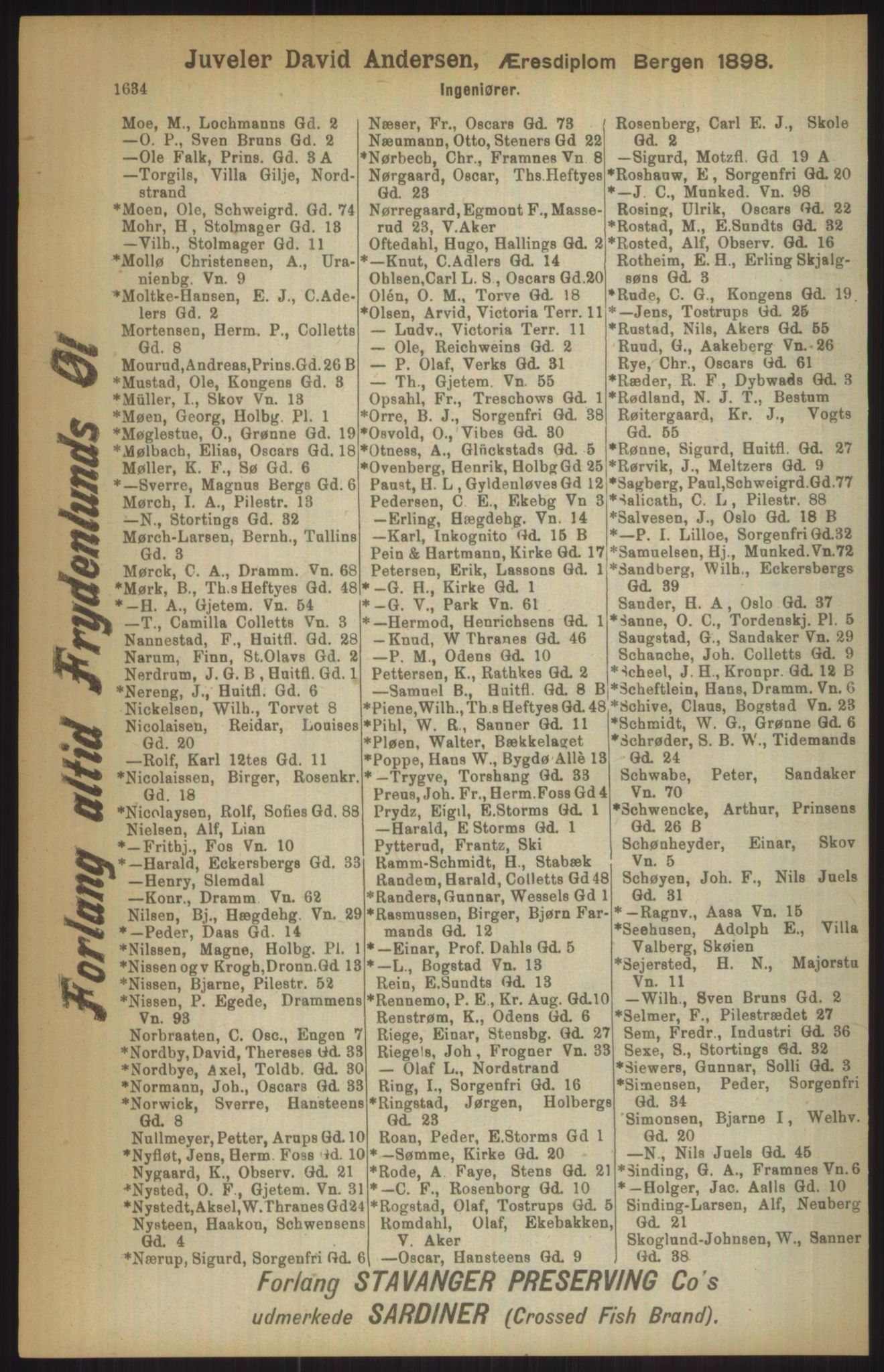 Kristiania/Oslo adressebok, PUBL/-, 1911, p. 1634