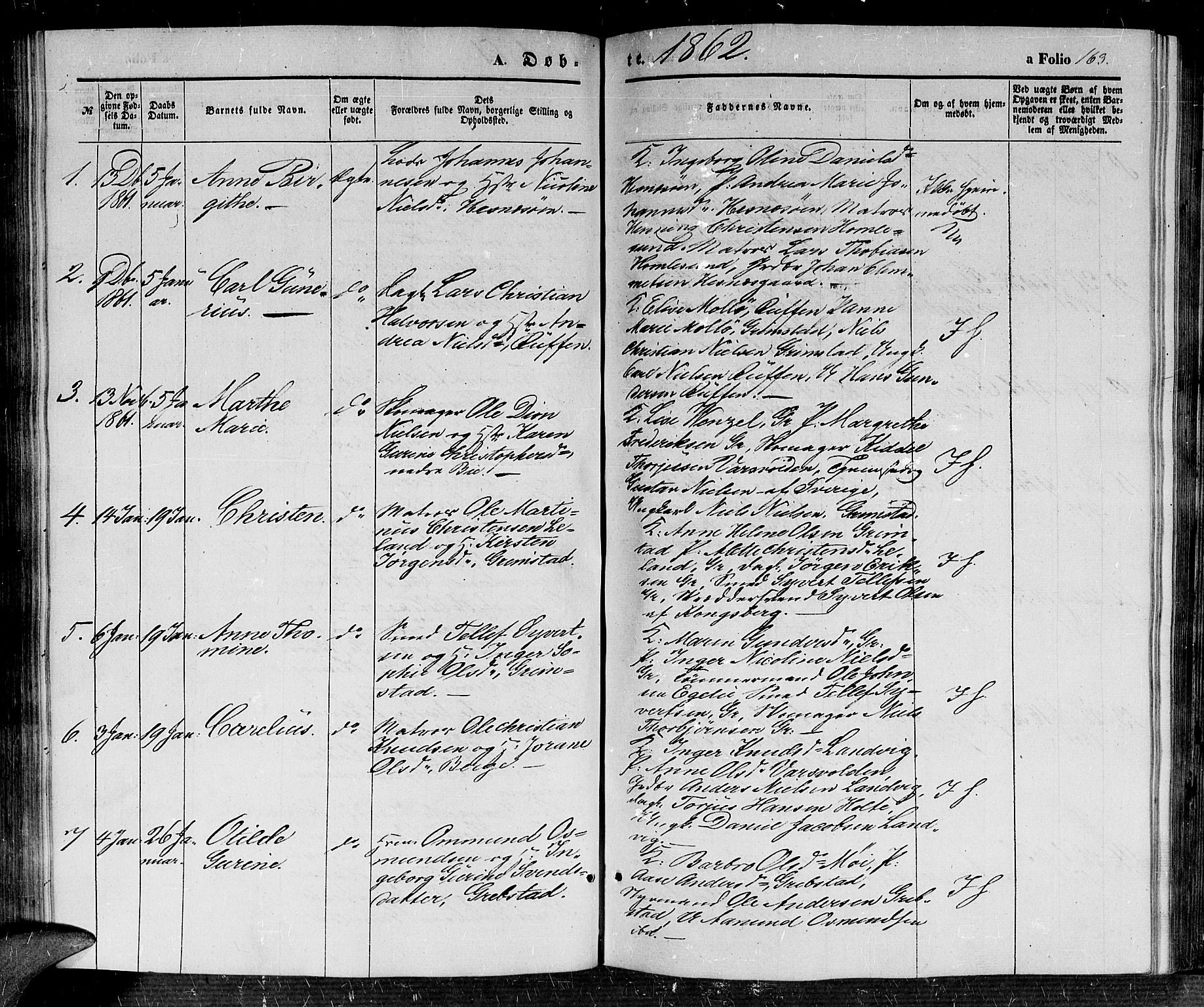 Fjære sokneprestkontor, SAK/1111-0011/F/Fb/L0008: Parish register (copy) no. B 8, 1854-1867, p. 163