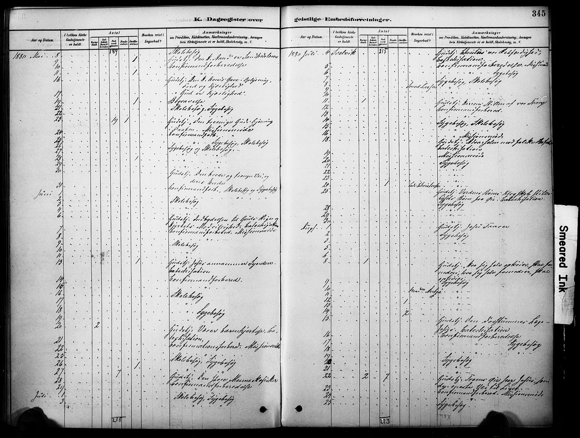 Strømm kirkebøker, AV/SAKO-A-322/F/Fb/L0001: Parish register (official) no. II 1, 1878-1899, p. 345