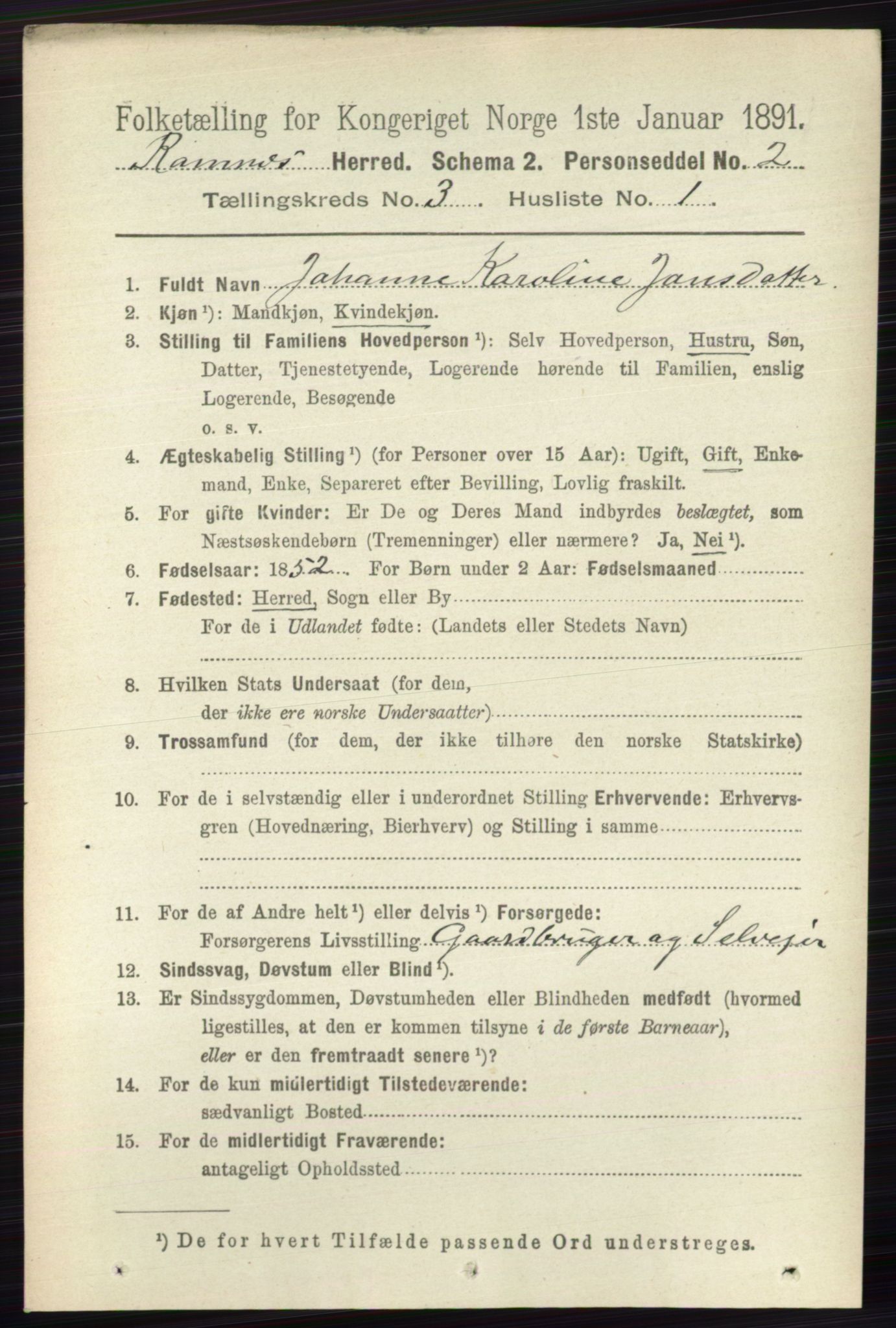 RA, 1891 census for 0718 Ramnes, 1891, p. 1302