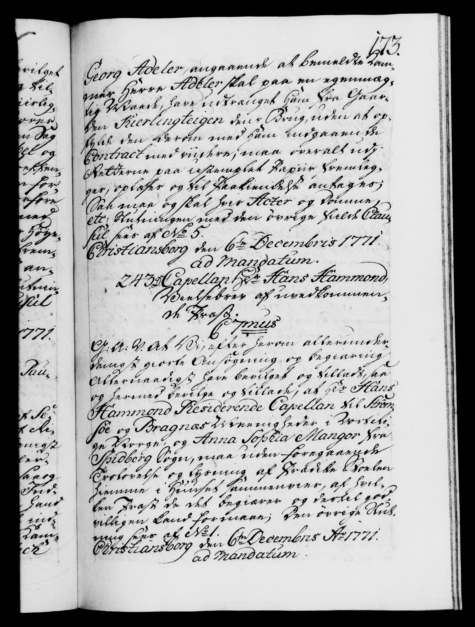 Danske Kanselli 1572-1799, RA/EA-3023/F/Fc/Fca/Fcaa/L0045: Norske registre "Norske eller 3. dept.s åpne brev, 1771-1773, p. 173a