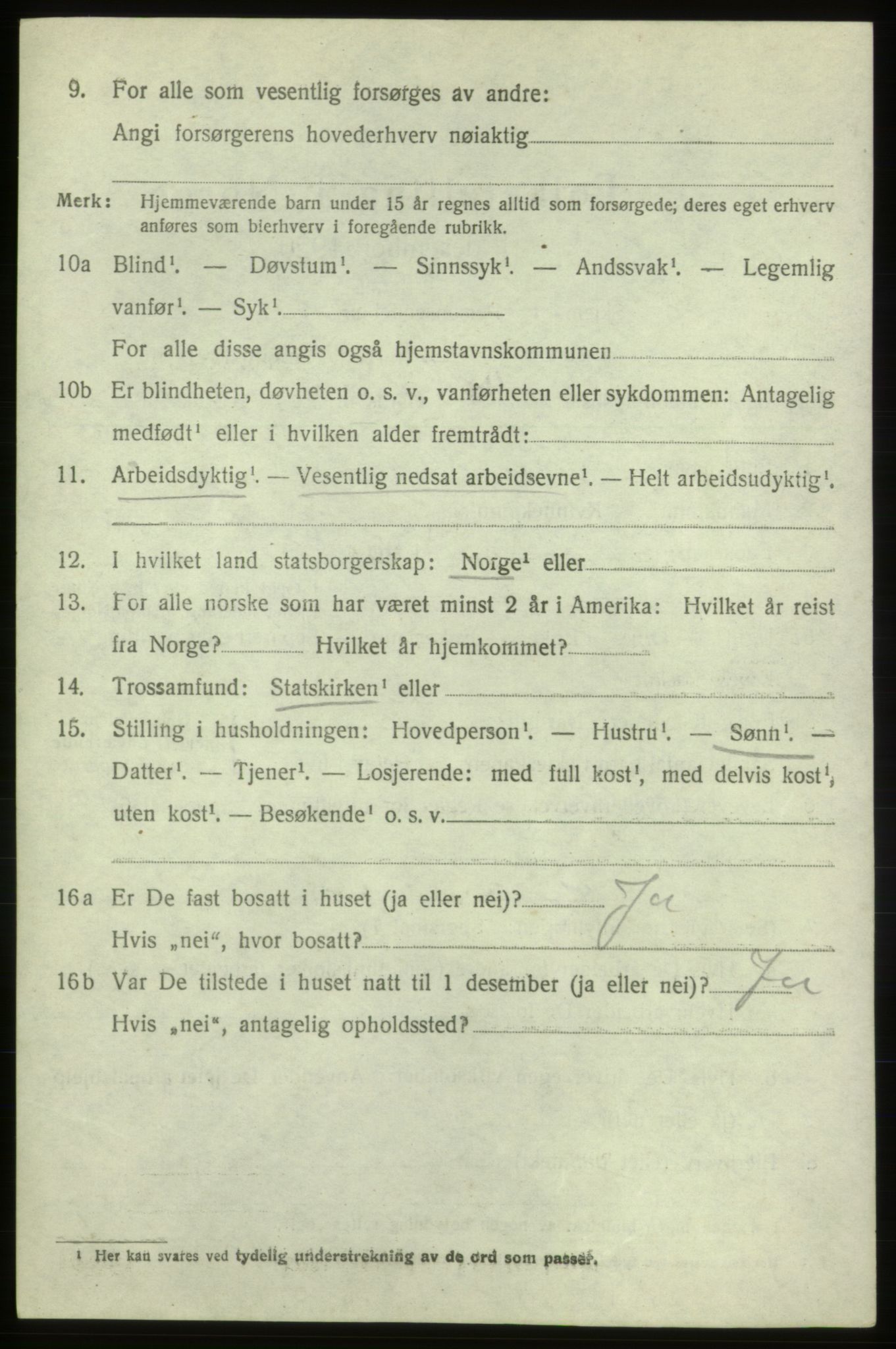 SAB, 1920 census for Sveio, 1920, p. 1495