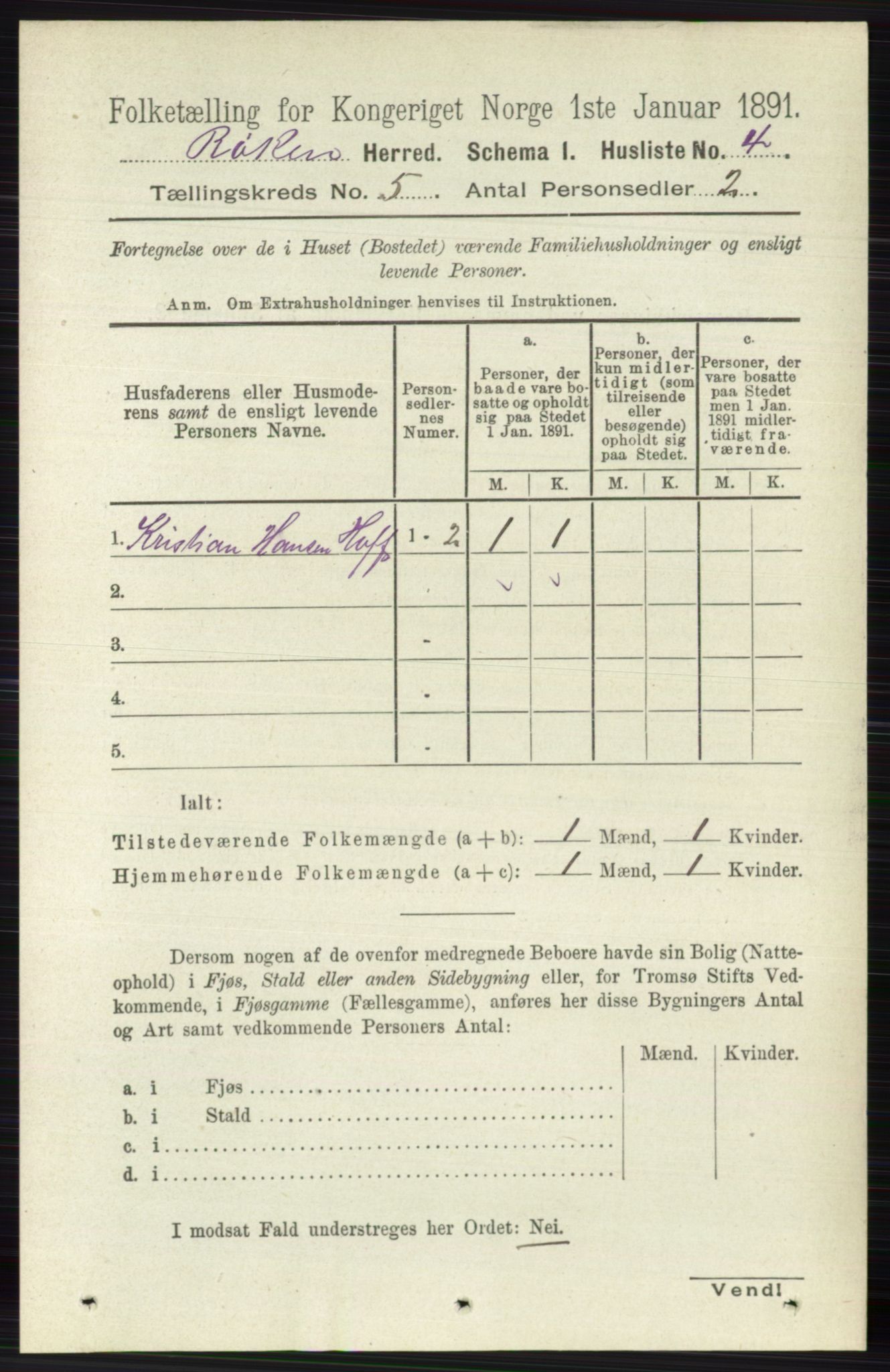 RA, 1891 census for 0627 Røyken, 1891, p. 2768