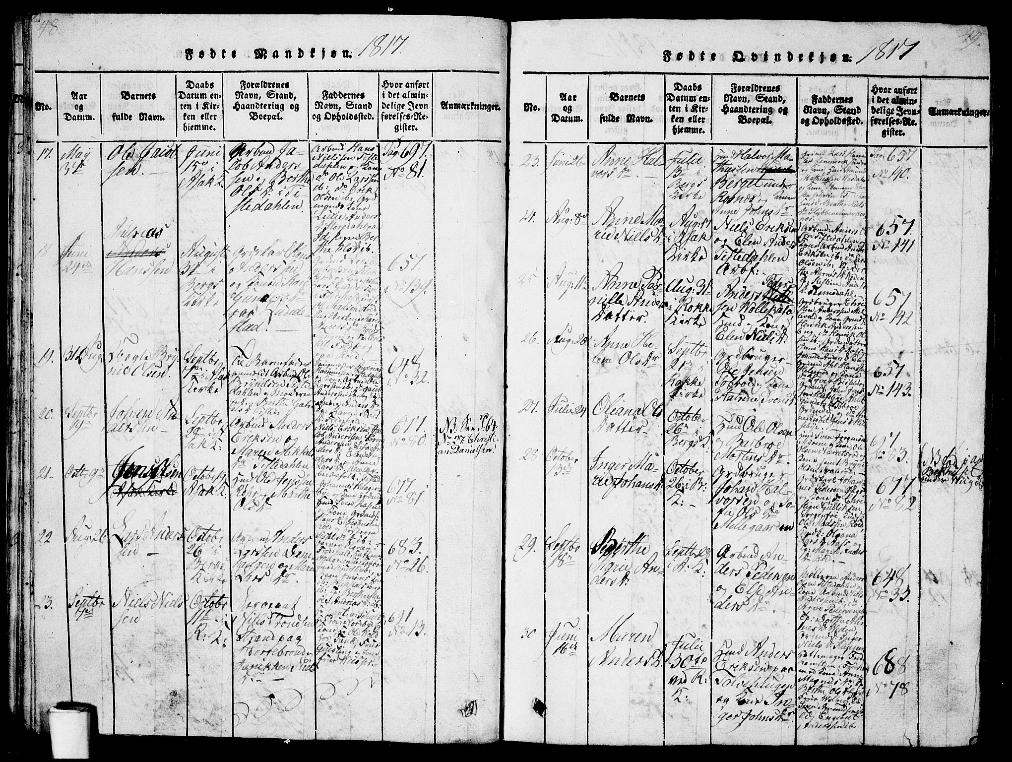 Berg prestekontor Kirkebøker, AV/SAO-A-10902/G/Ga/L0001: Parish register (copy) no. I 1, 1815-1832, p. 48-49