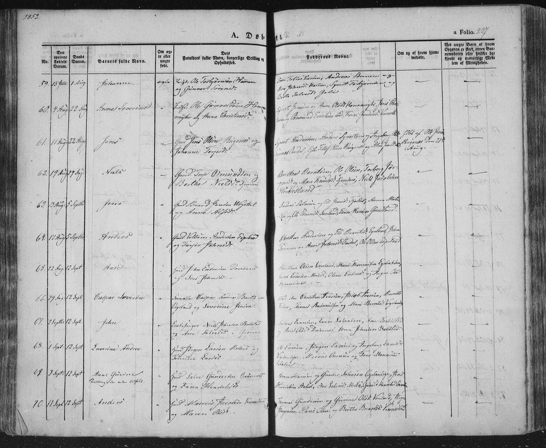 Vennesla sokneprestkontor, AV/SAK-1111-0045/Fa/Fac/L0004: Parish register (official) no. A 4, 1834-1855, p. 227