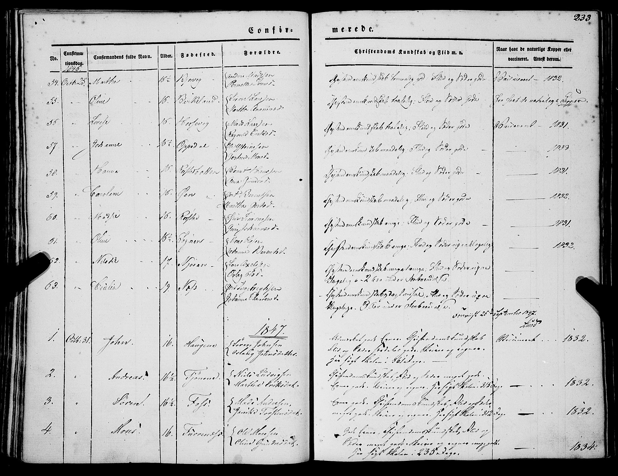 Gaular sokneprestembete, AV/SAB-A-80001/H/Haa: Parish register (official) no. A 4I, 1840-1859, p. 233