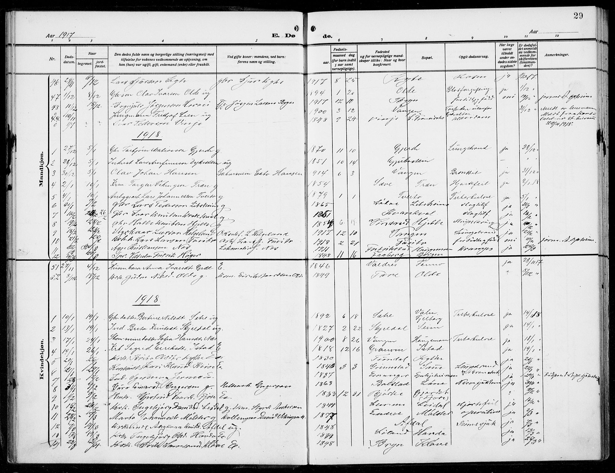 Voss sokneprestembete, AV/SAB-A-79001/H/Haa: Parish register (official) no. D  2, 1910-1932, p. 29