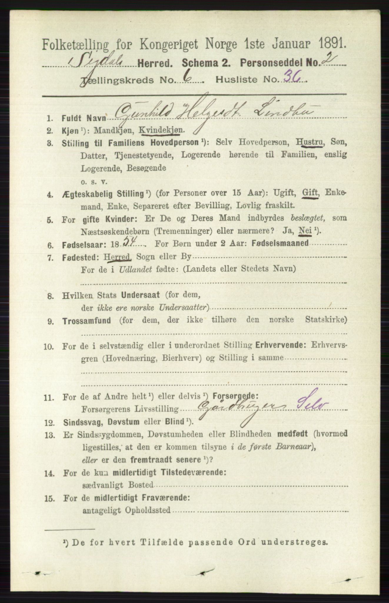 RA, 1891 census for 0621 Sigdal, 1891, p. 2617