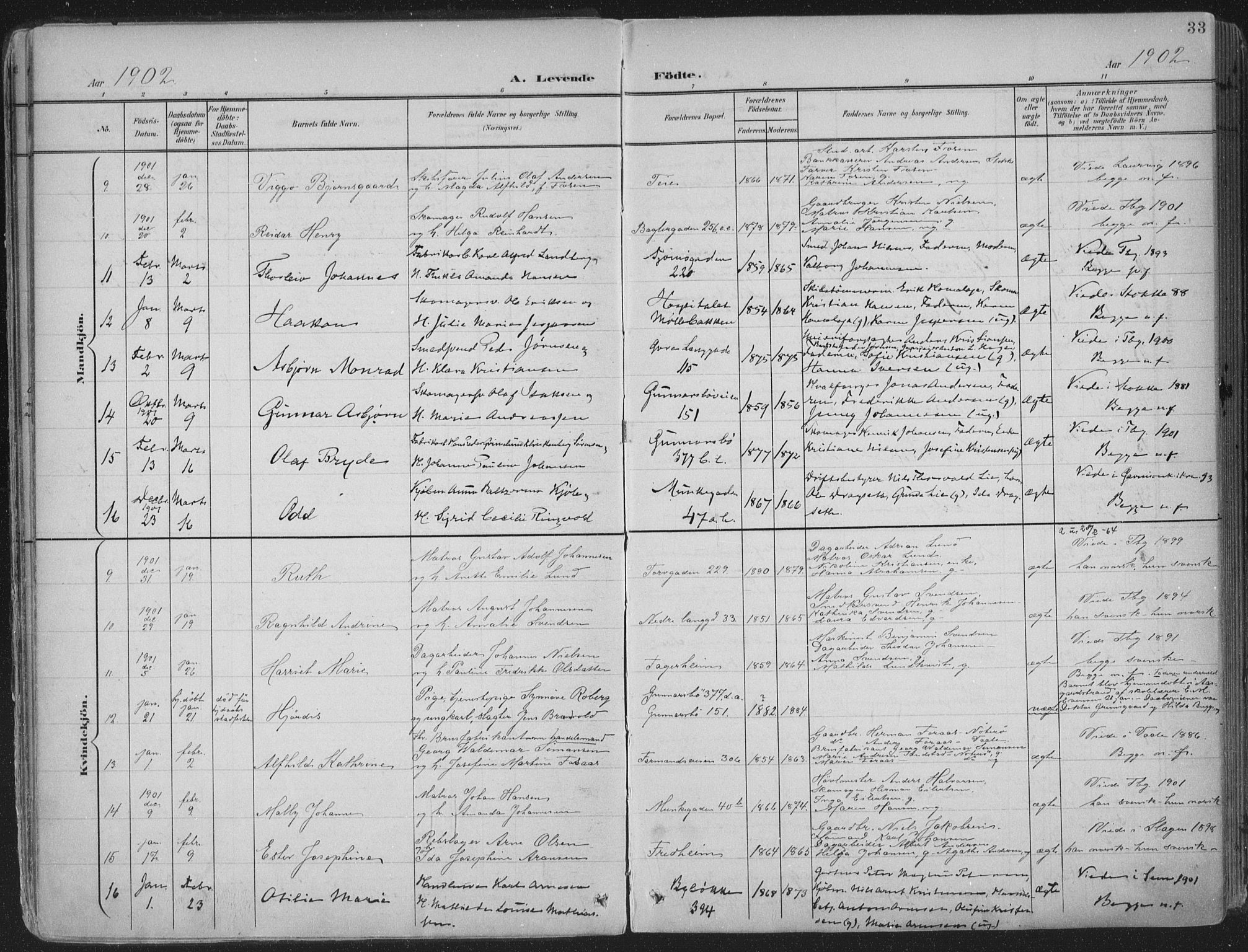 Tønsberg kirkebøker, SAKO/A-330/F/Fa/L0014: Parish register (official) no. I 14, 1900-1913, p. 33