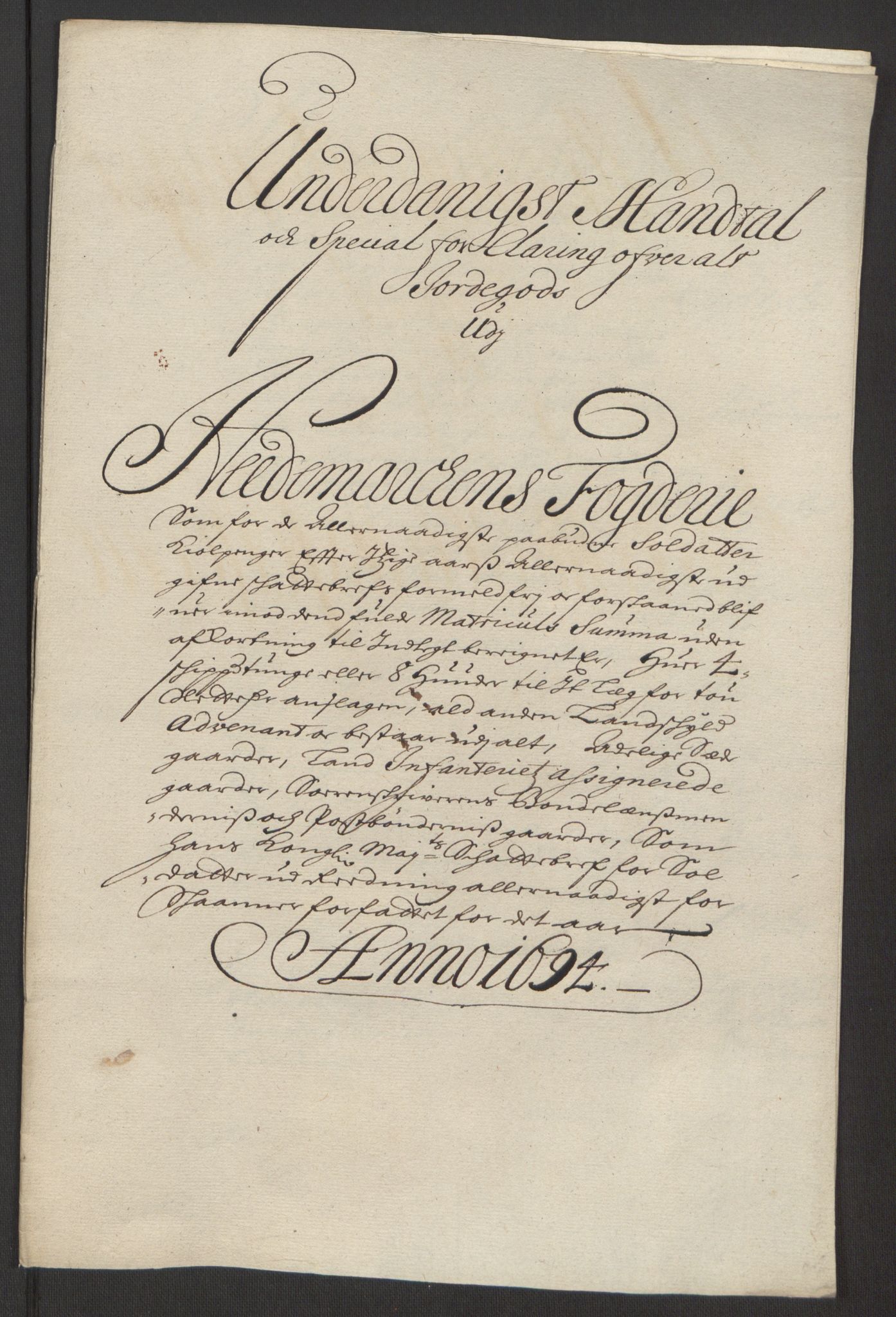 Rentekammeret inntil 1814, Reviderte regnskaper, Fogderegnskap, RA/EA-4092/R16/L1035: Fogderegnskap Hedmark, 1694, p. 191