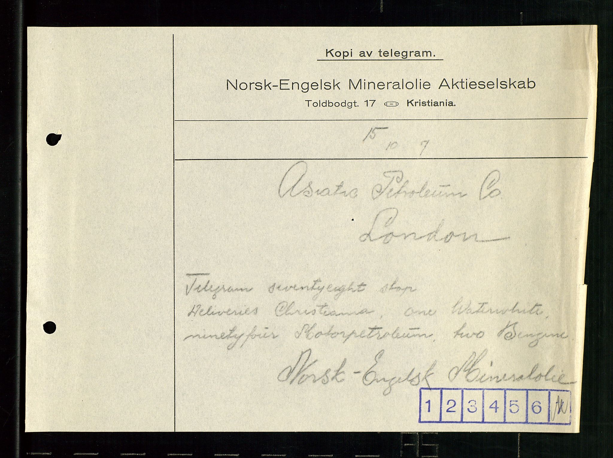 Pa 1521 - A/S Norske Shell, AV/SAST-A-101915/E/Ea/Eaa/L0001: Sjefskorrespondanse, 1917, p. 175