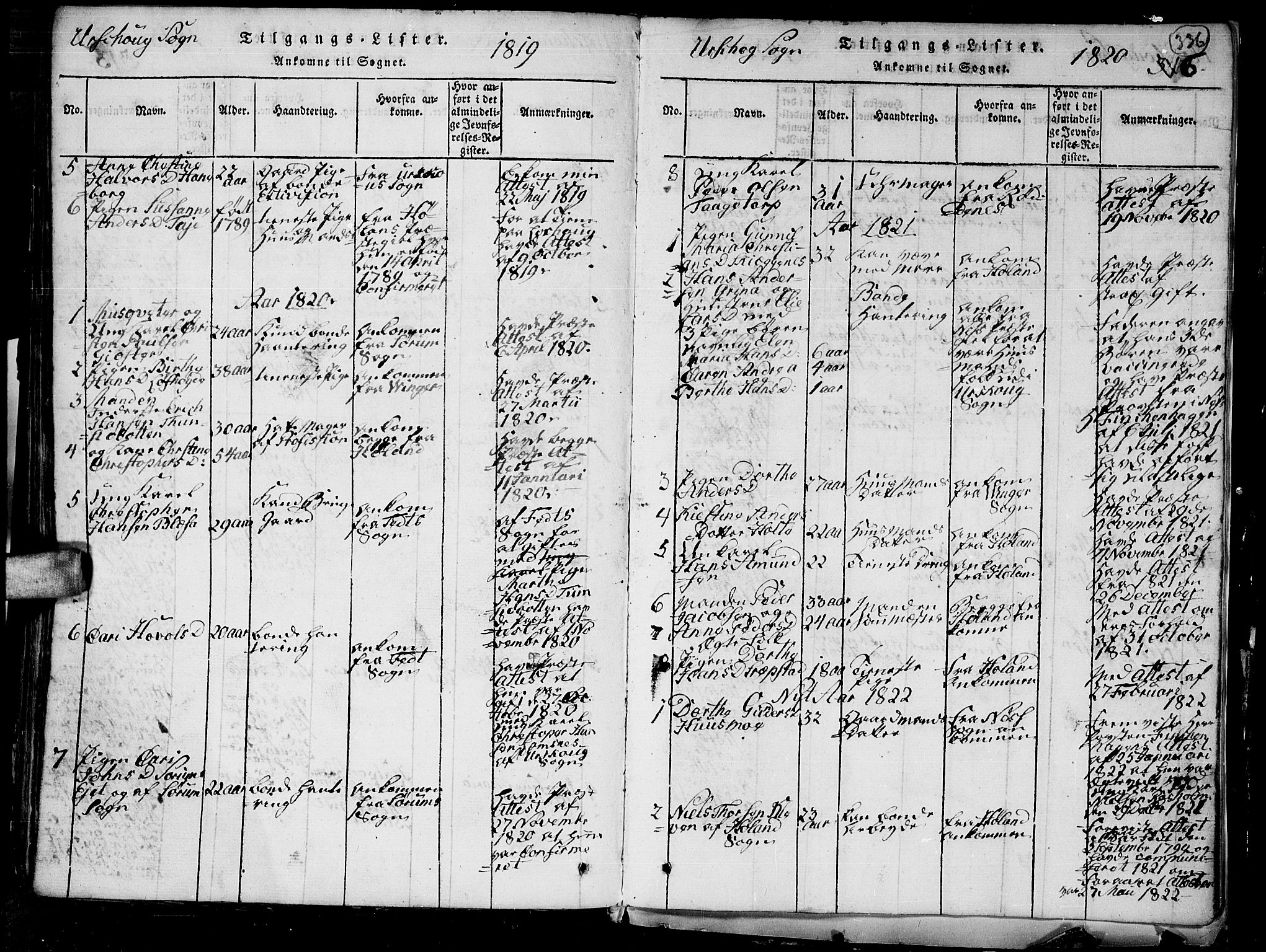 Aurskog prestekontor Kirkebøker, SAO/A-10304a/G/Ga/L0001: Parish register (copy) no. I 1, 1814-1829, p. 336