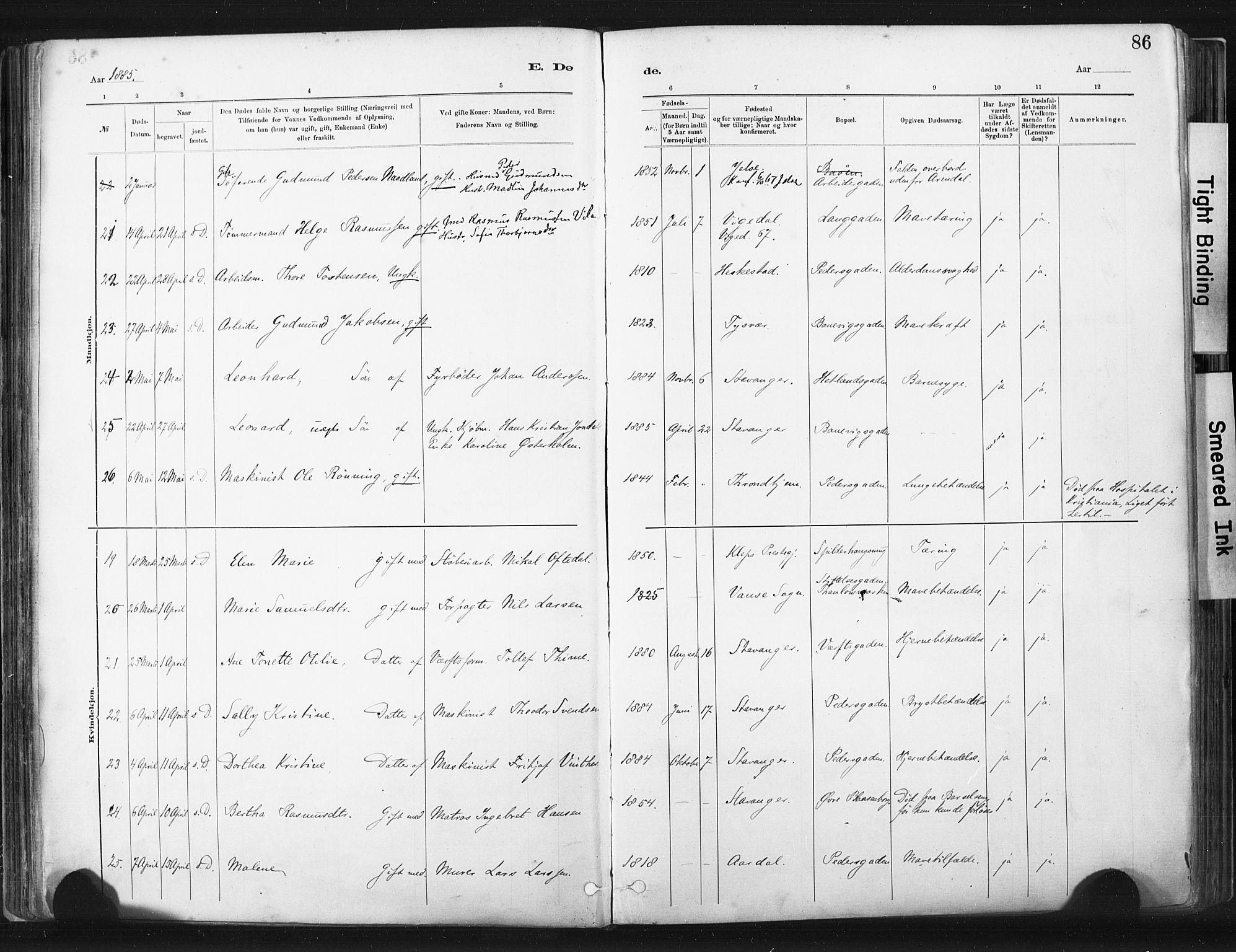 St. Johannes sokneprestkontor, AV/SAST-A-101814/001/30/30BA/L0003: Parish register (official) no. A 3, 1885-1910, p. 86