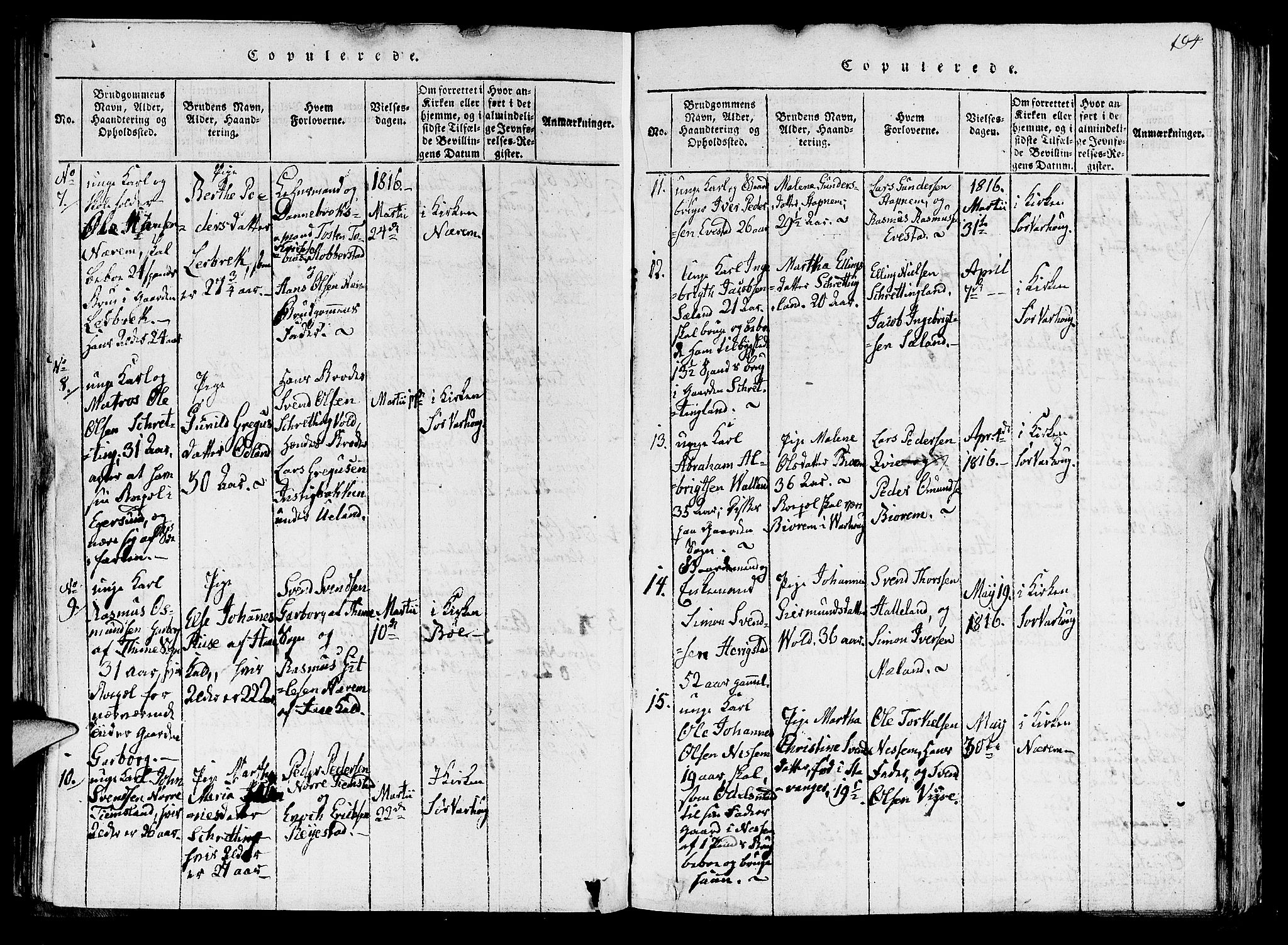 Hå sokneprestkontor, AV/SAST-A-101801/001/30BA/L0003: Parish register (official) no. A 3, 1815-1825, p. 194