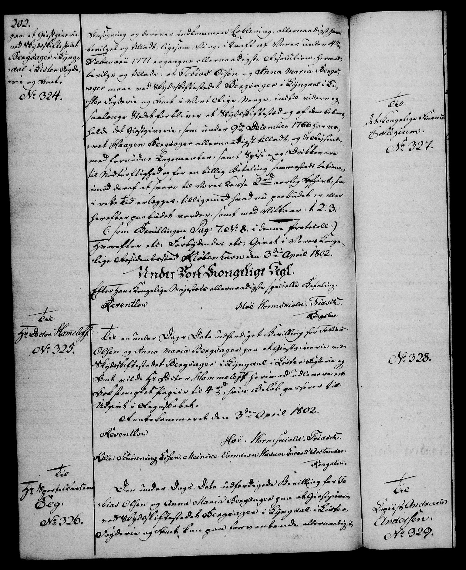 Rentekammeret, Kammerkanselliet, RA/EA-3111/G/Gg/Gga/L0017: Norsk ekspedisjonsprotokoll med register (merket RK 53.17), 1801-1803, p. 202