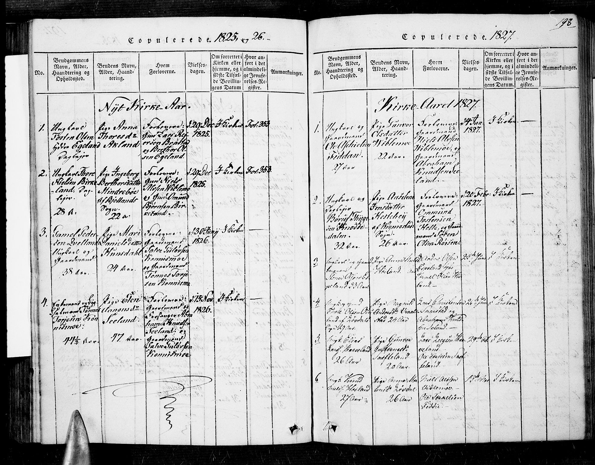 Nord-Audnedal sokneprestkontor, SAK/1111-0032/F/Fa/Faa/L0001: Parish register (official) no. A 1, 1815-1856, p. 198