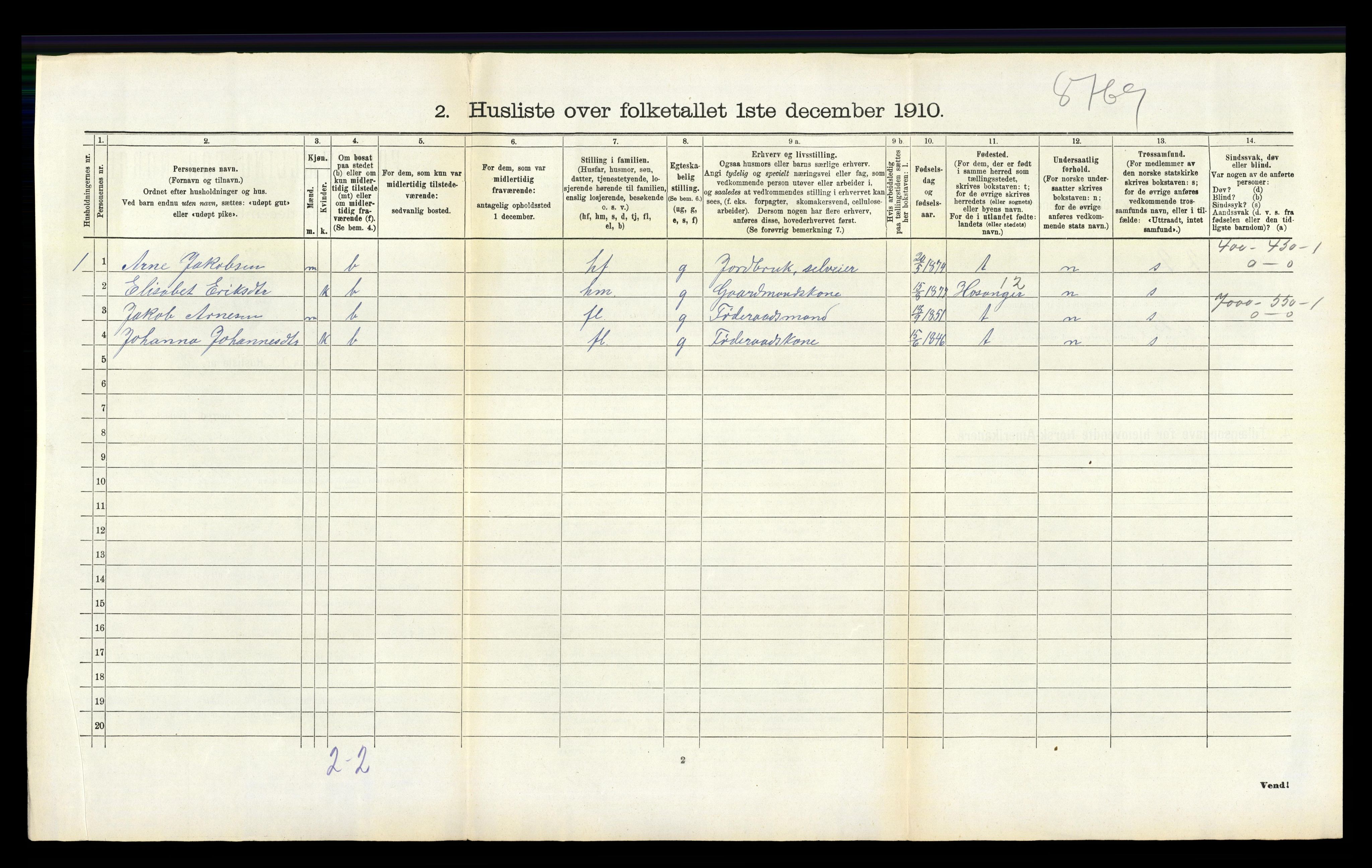 RA, 1910 census for Hamre, 1910, p. 179