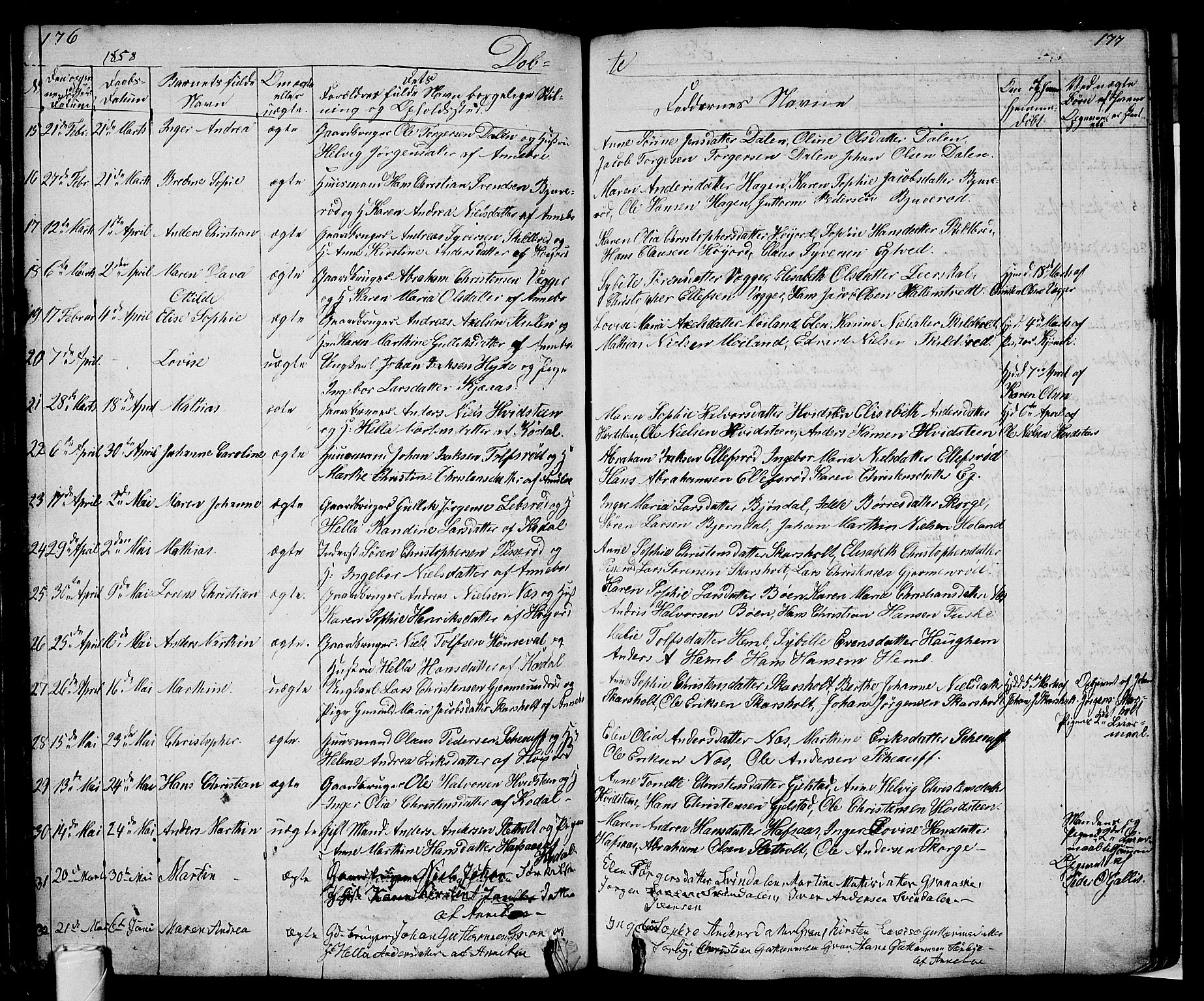 Andebu kirkebøker, AV/SAKO-A-336/G/Ga/L0003: Parish register (copy) no. I 3, 1832-1867, p. 176-177