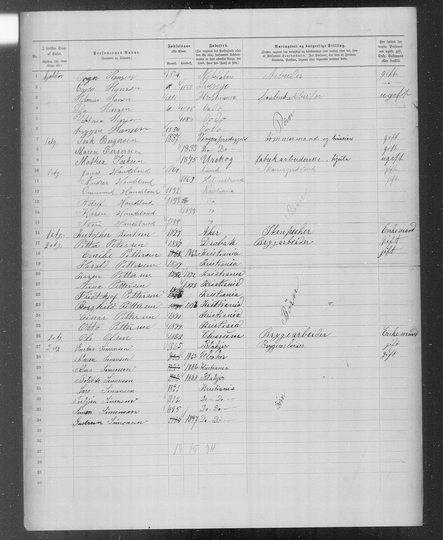 OBA, Municipal Census 1899 for Kristiania, 1899, p. 2926