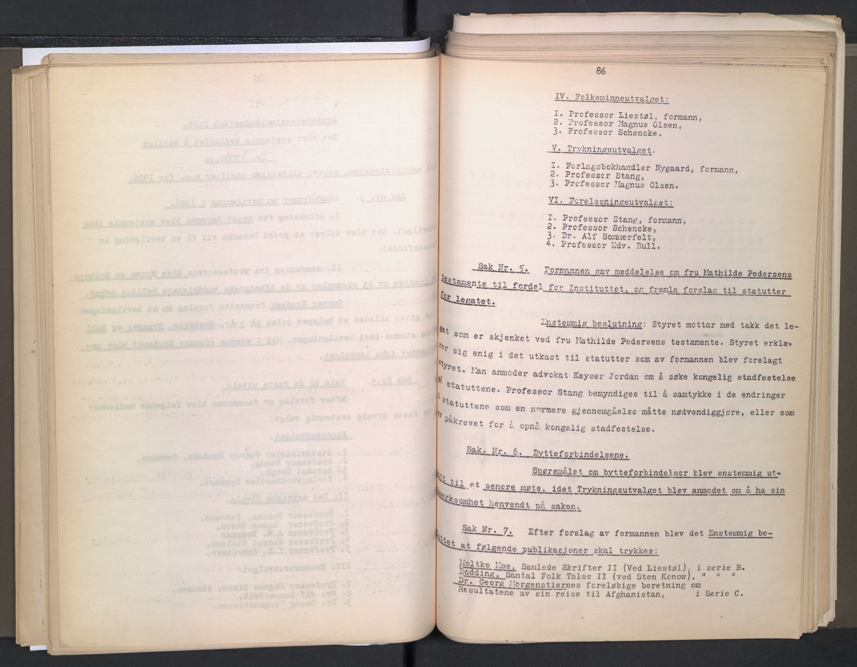 Instituttet for sammenlignende kulturforskning, AV/RA-PA-0424/A/L0005: Styreprotokoll, 1923-1930, p. 86