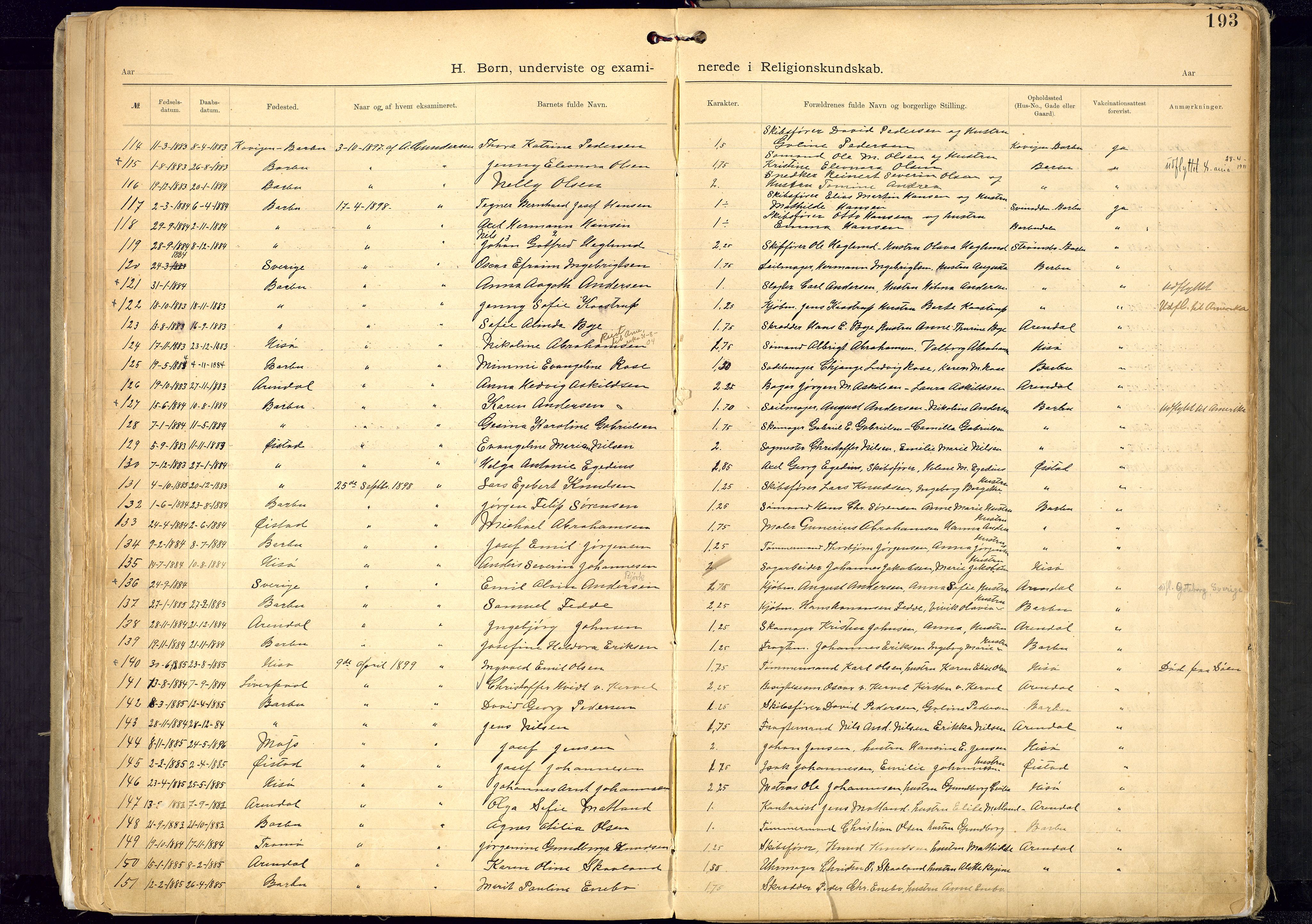 Metodistmenigheten, Arendal, AV/SAK-1292-0011/F/Fa/L0005: Dissenter register no. 5, 1892-1942, p. 193