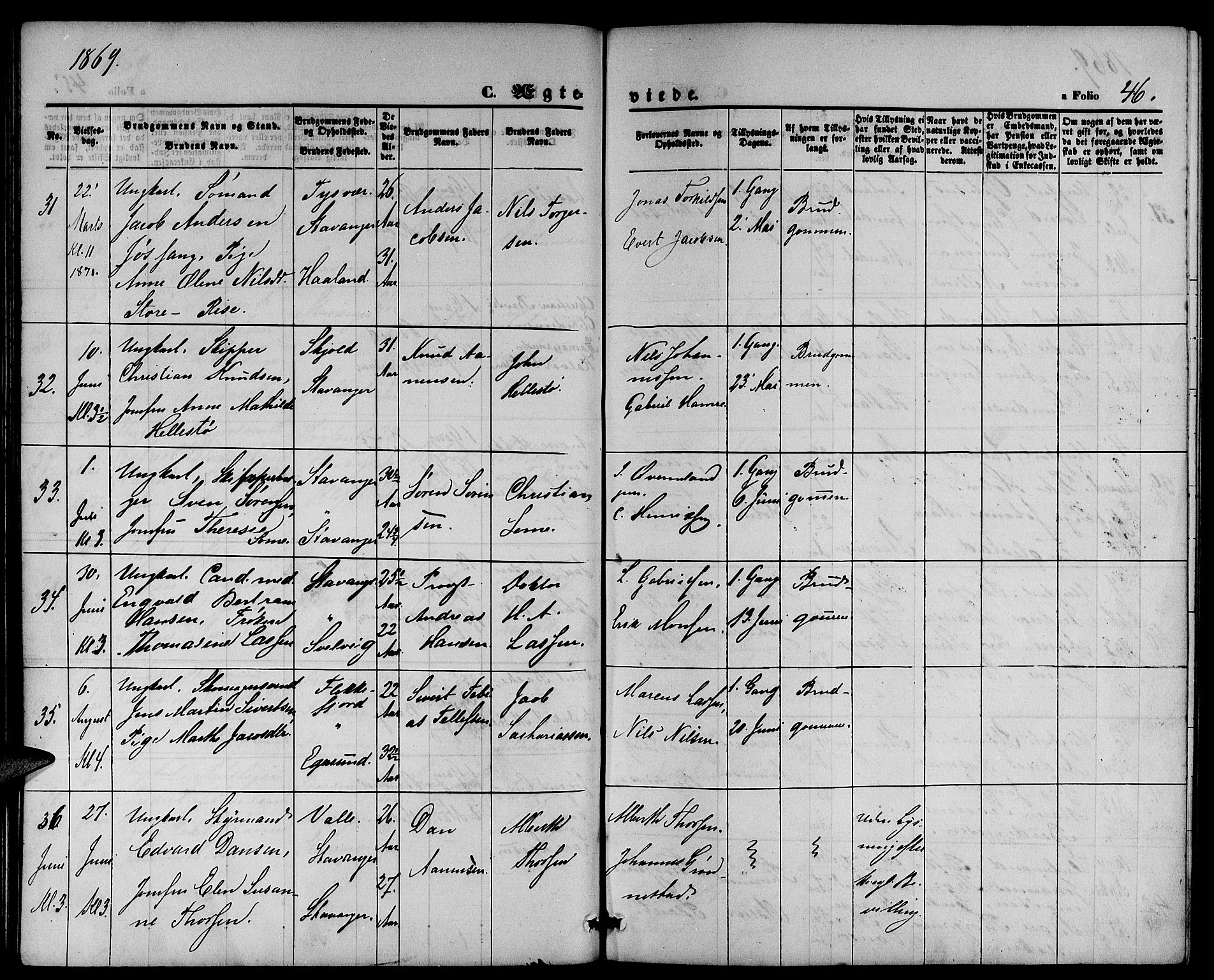 St. Petri sokneprestkontor, AV/SAST-A-101813/001/30/30BB/L0002: Parish register (copy) no. B 2, 1865-1885, p. 46