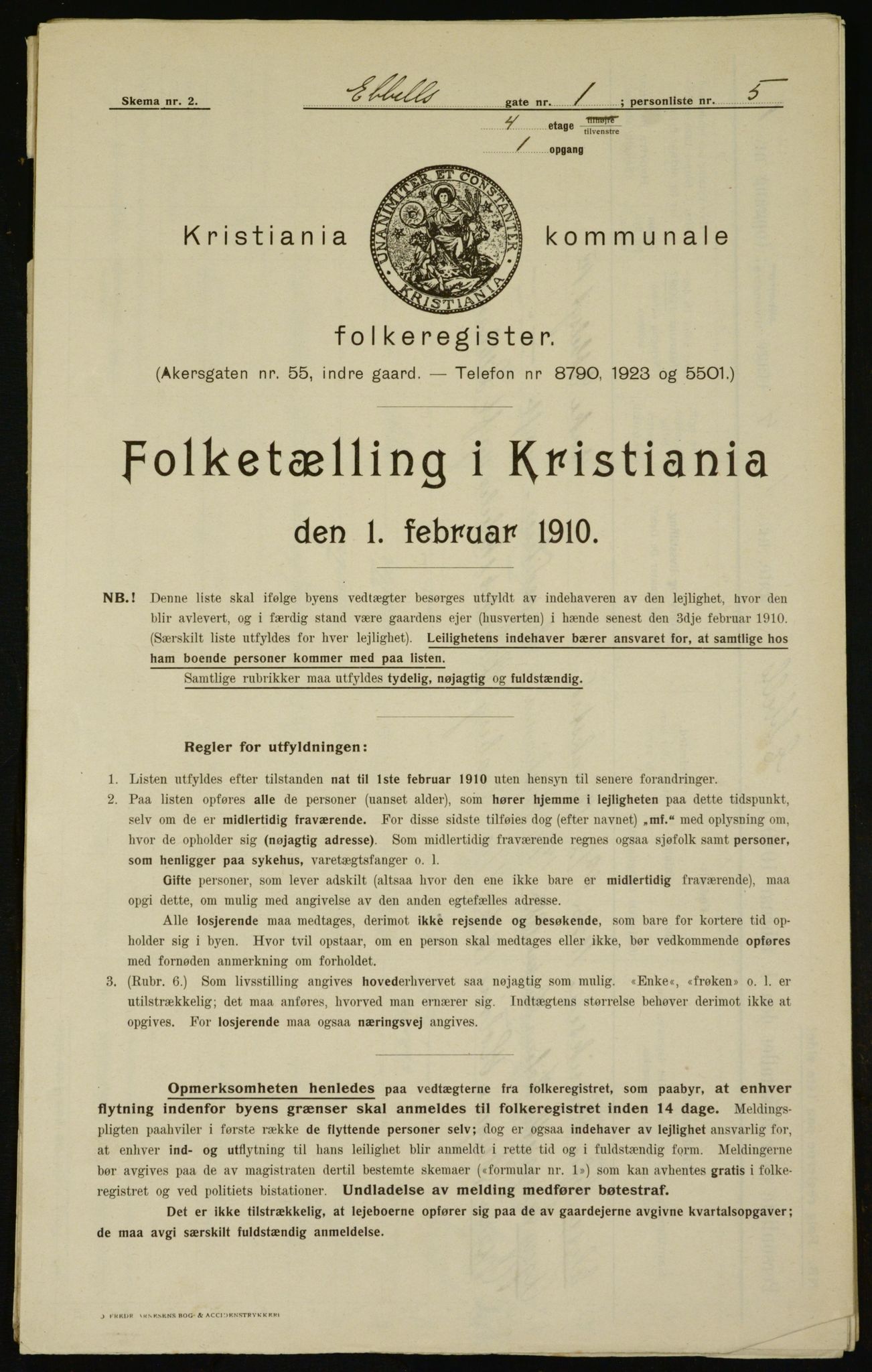 OBA, Municipal Census 1910 for Kristiania, 1910, p. 17119