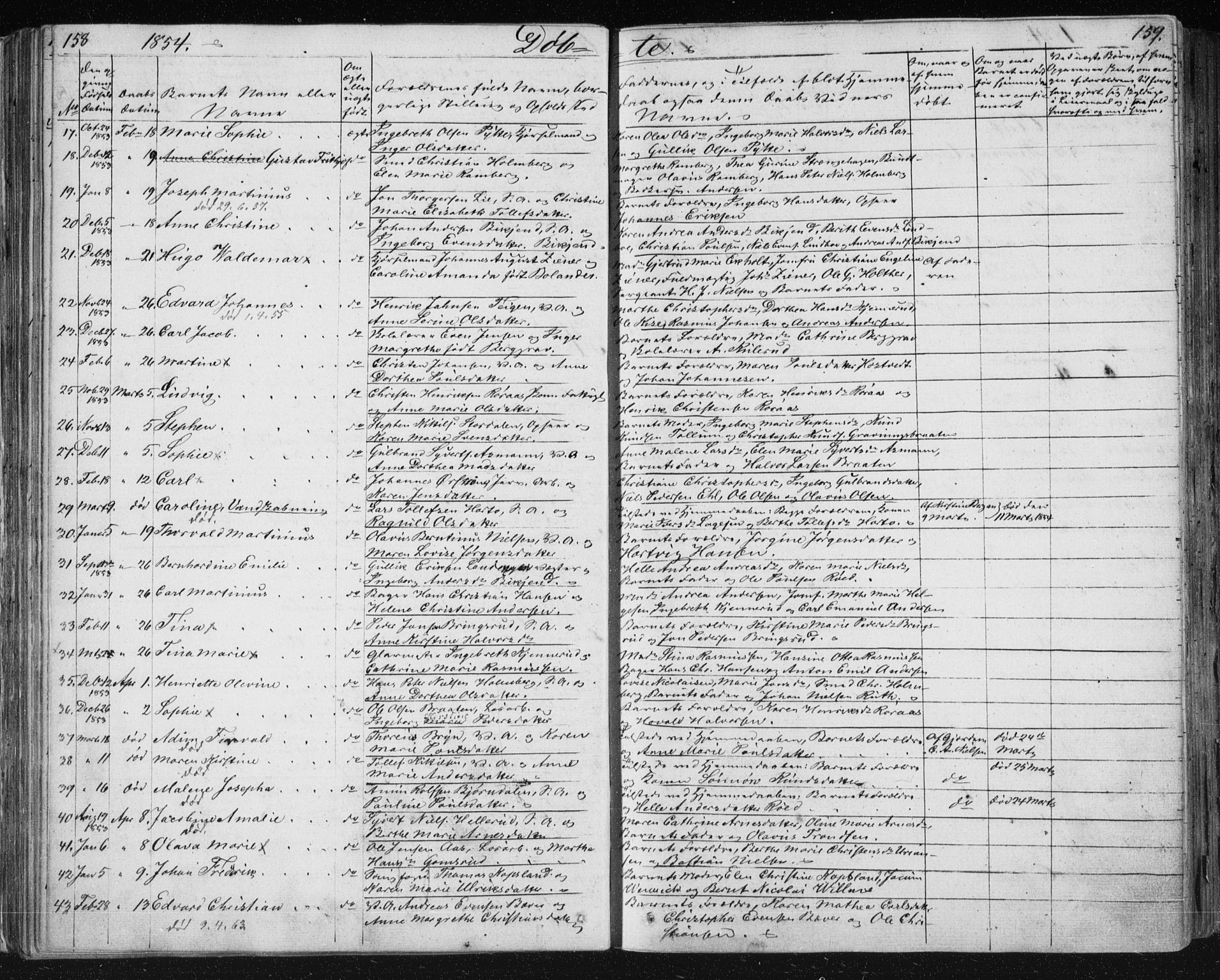 Kongsberg kirkebøker, SAKO/A-22/F/Fa/L0009: Parish register (official) no. I 9, 1839-1858, p. 158-159