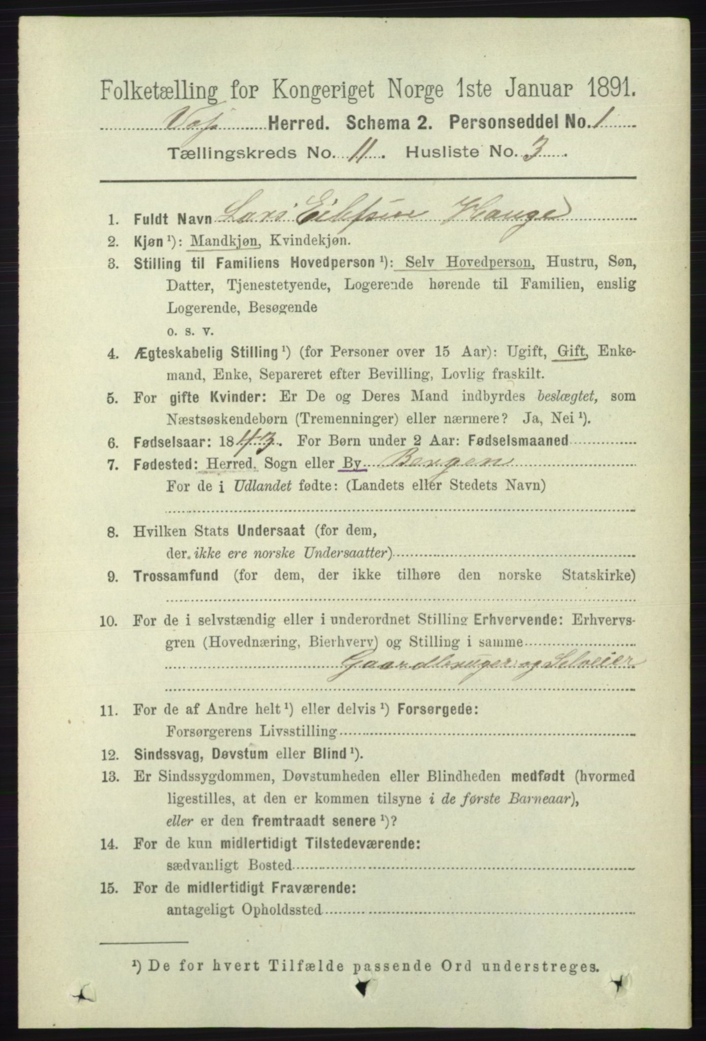 RA, 1891 census for 1235 Voss, 1891, p. 5843