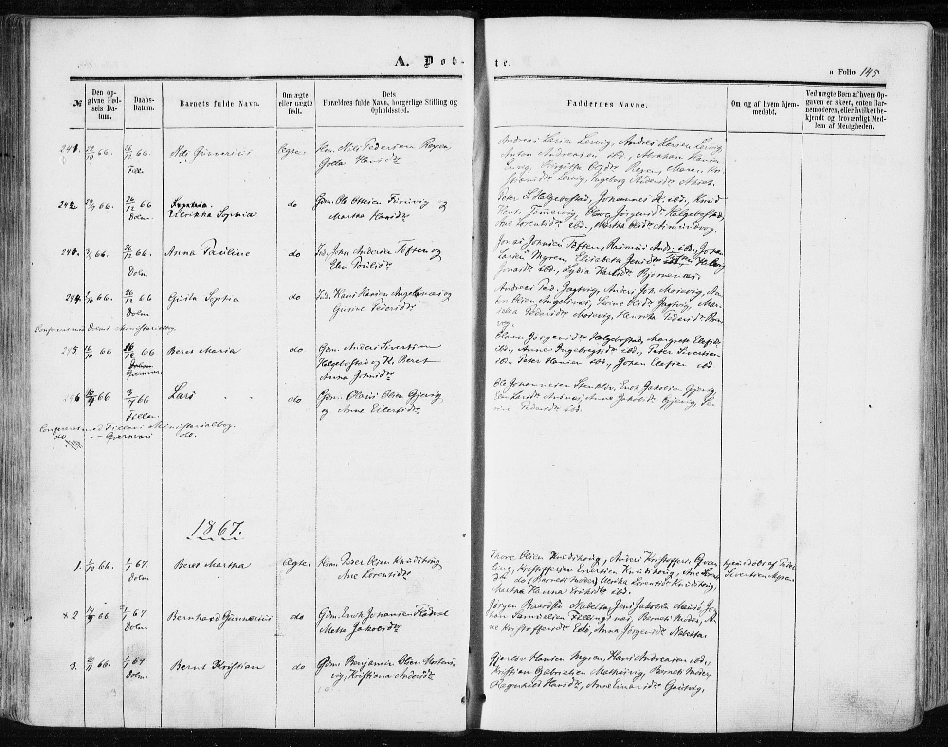 Ministerialprotokoller, klokkerbøker og fødselsregistre - Sør-Trøndelag, SAT/A-1456/634/L0531: Parish register (official) no. 634A07, 1861-1870, p. 145