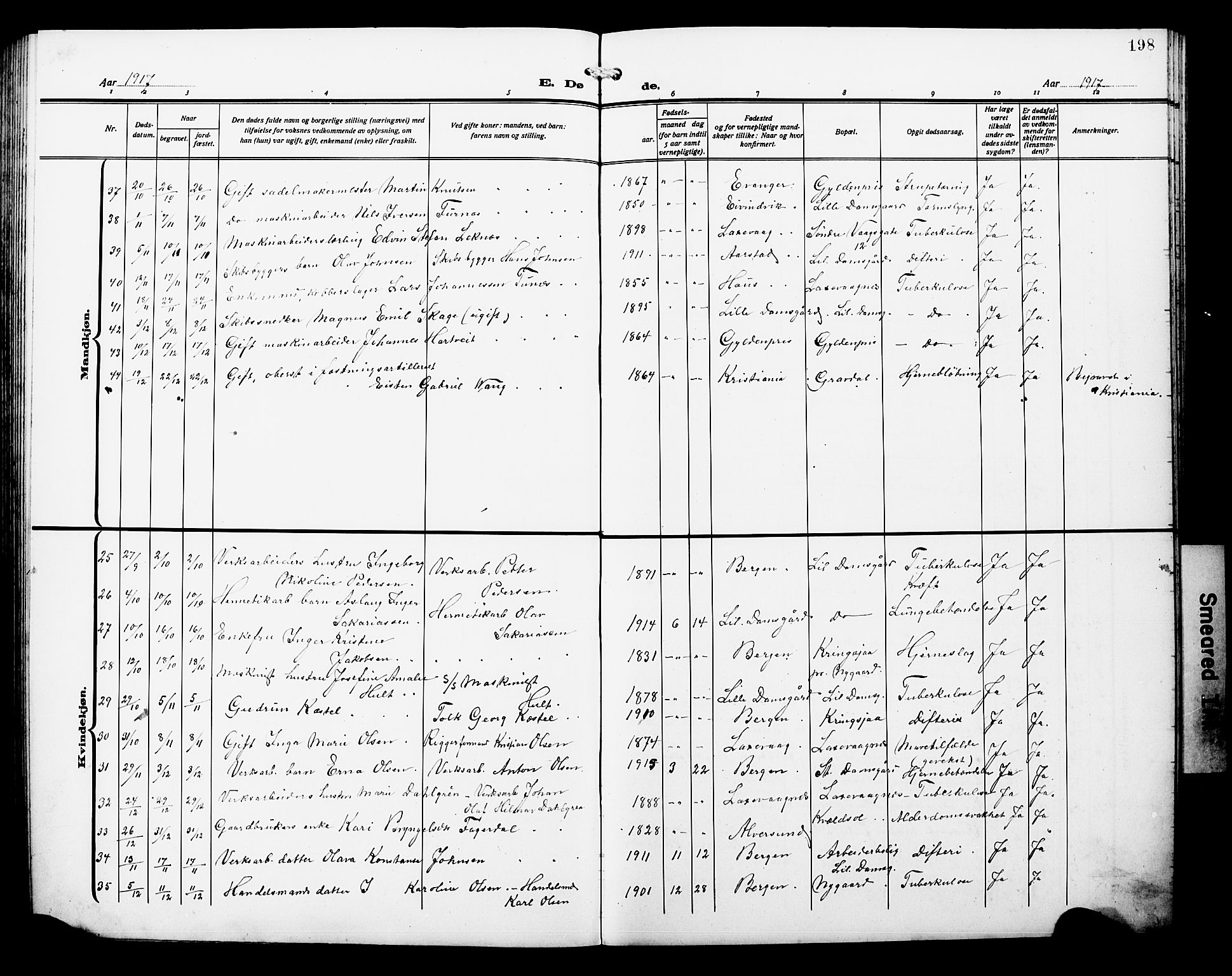 Laksevåg Sokneprestembete, AV/SAB-A-76501/H/Ha/Hab/Haba/L0006: Parish register (copy) no. A 6, 1917-1925, p. 198
