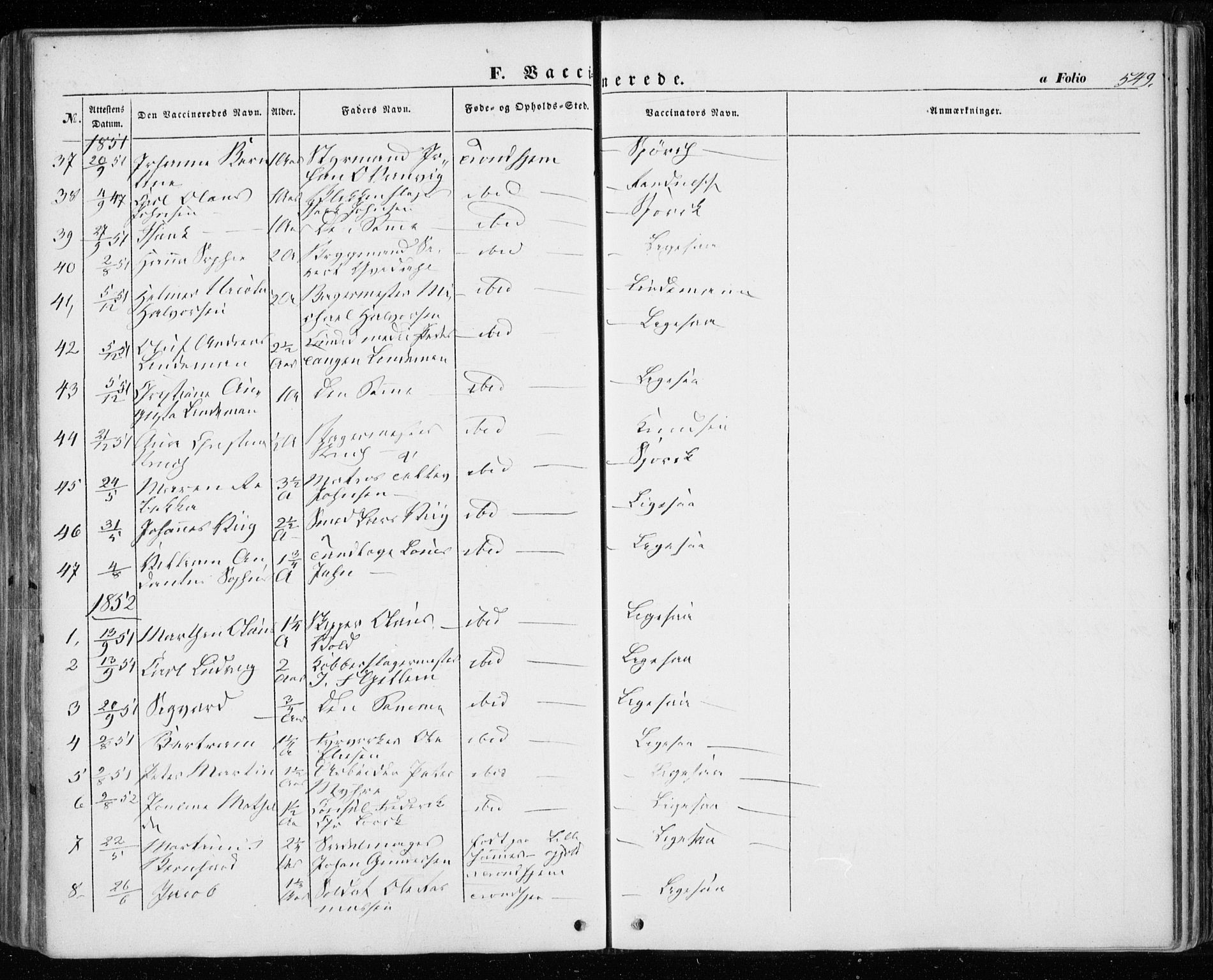 Ministerialprotokoller, klokkerbøker og fødselsregistre - Sør-Trøndelag, SAT/A-1456/601/L0051: Parish register (official) no. 601A19, 1848-1857, p. 549