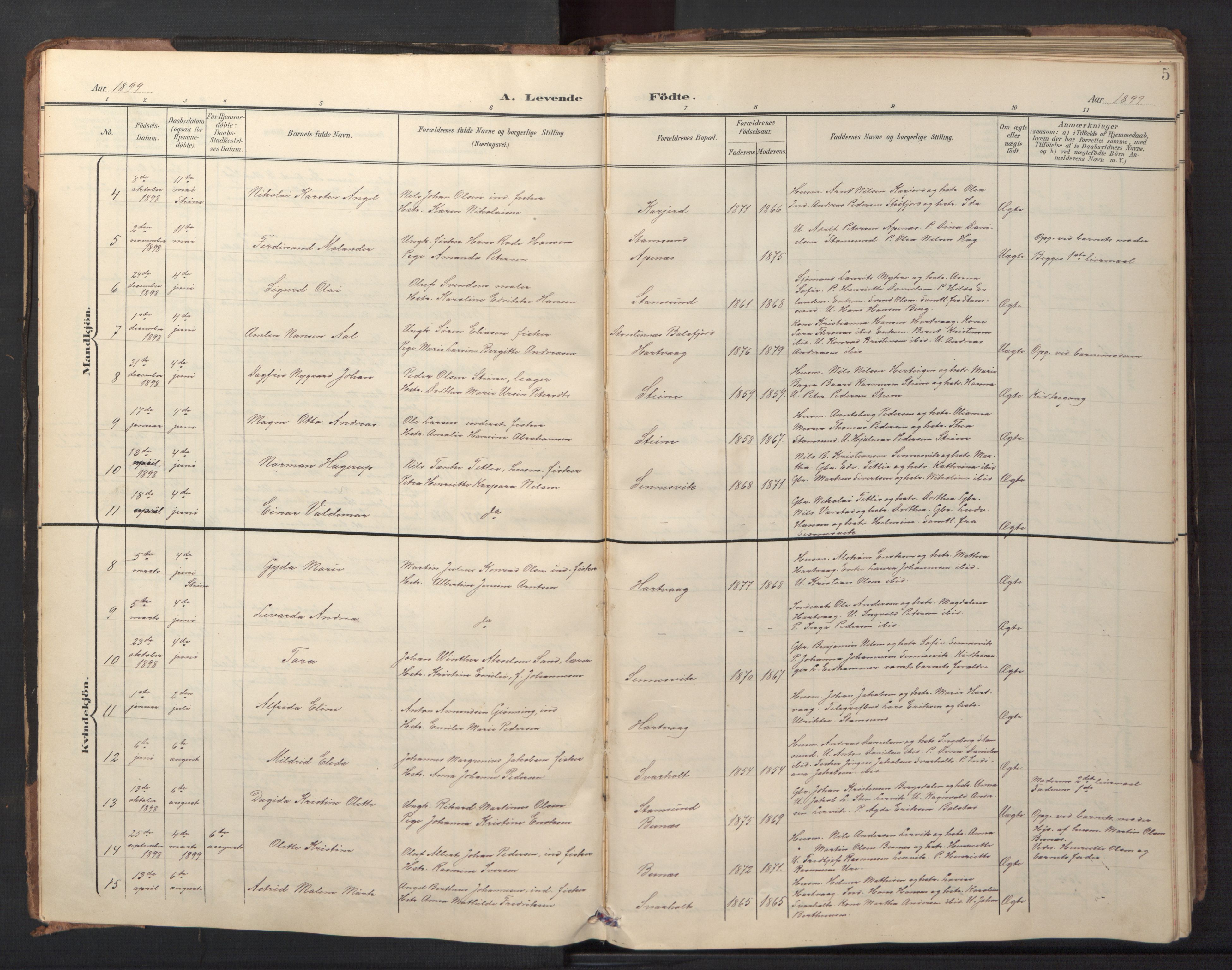 Ministerialprotokoller, klokkerbøker og fødselsregistre - Nordland, SAT/A-1459/882/L1185: Parish register (copy) no. 882C03, 1898-1910, p. 5