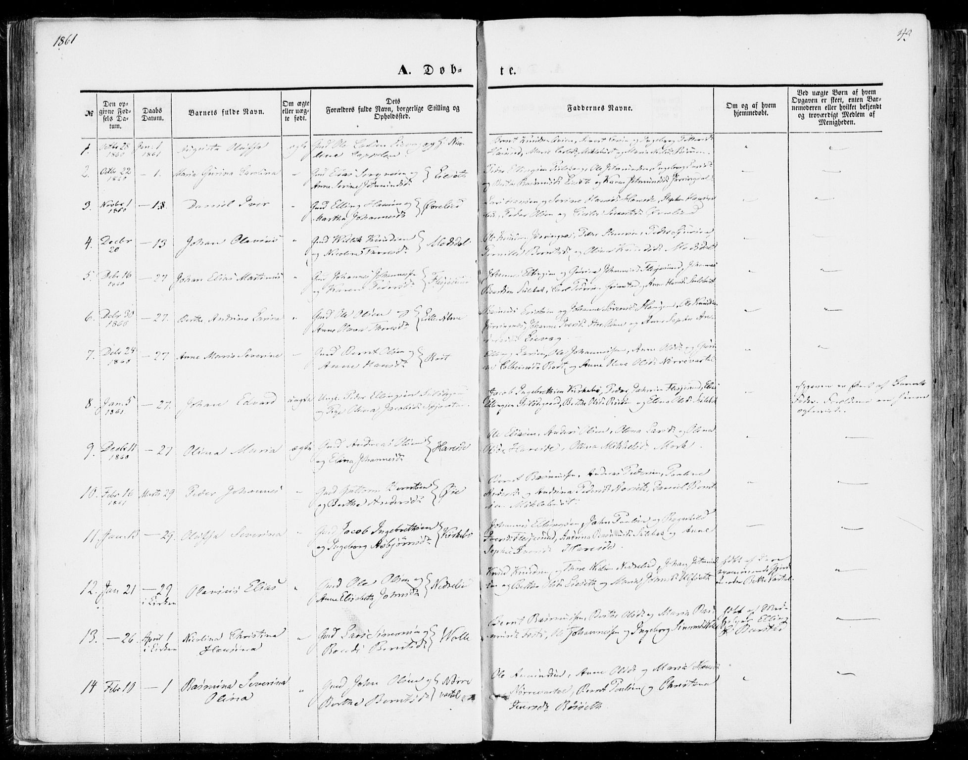 Ministerialprotokoller, klokkerbøker og fødselsregistre - Møre og Romsdal, SAT/A-1454/510/L0121: Parish register (official) no. 510A01, 1848-1877, p. 43