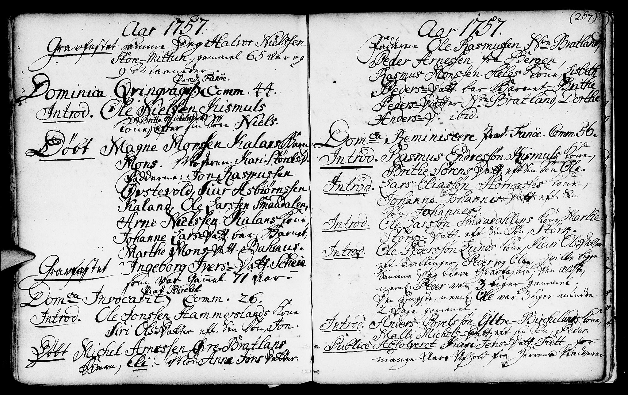 Fana Sokneprestembete, AV/SAB-A-75101/H/Haa/Haaa/L0003: Parish register (official) no. A 3, 1736-1757, p. 267