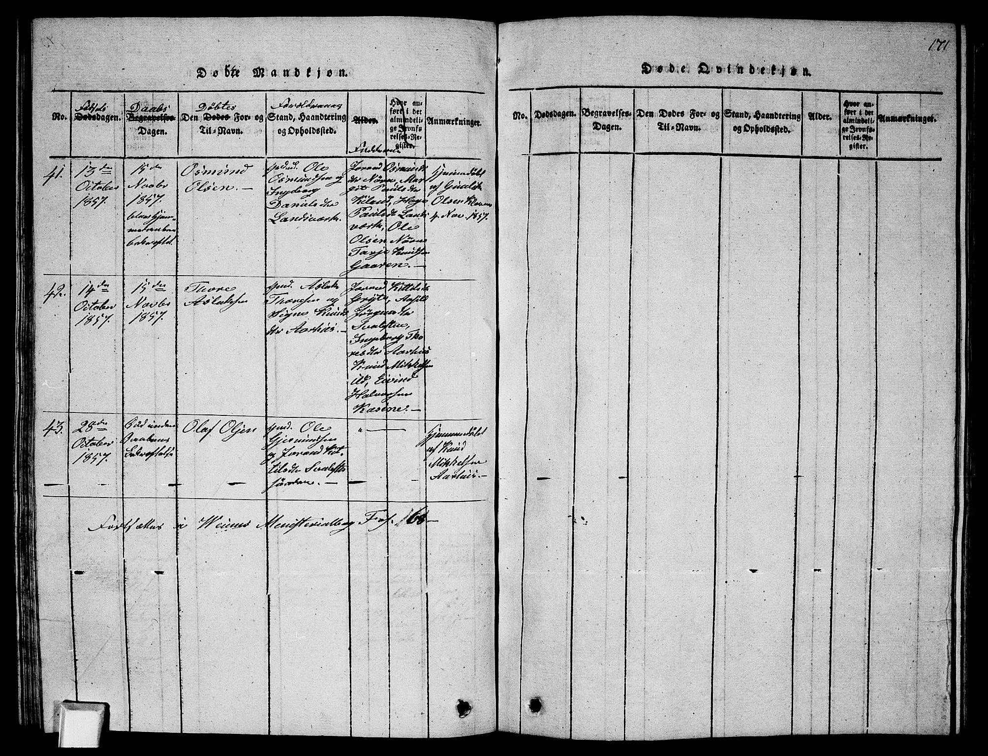 Fyresdal kirkebøker, SAKO/A-263/G/Ga/L0002: Parish register (copy) no. I 2, 1815-1857, p. 171