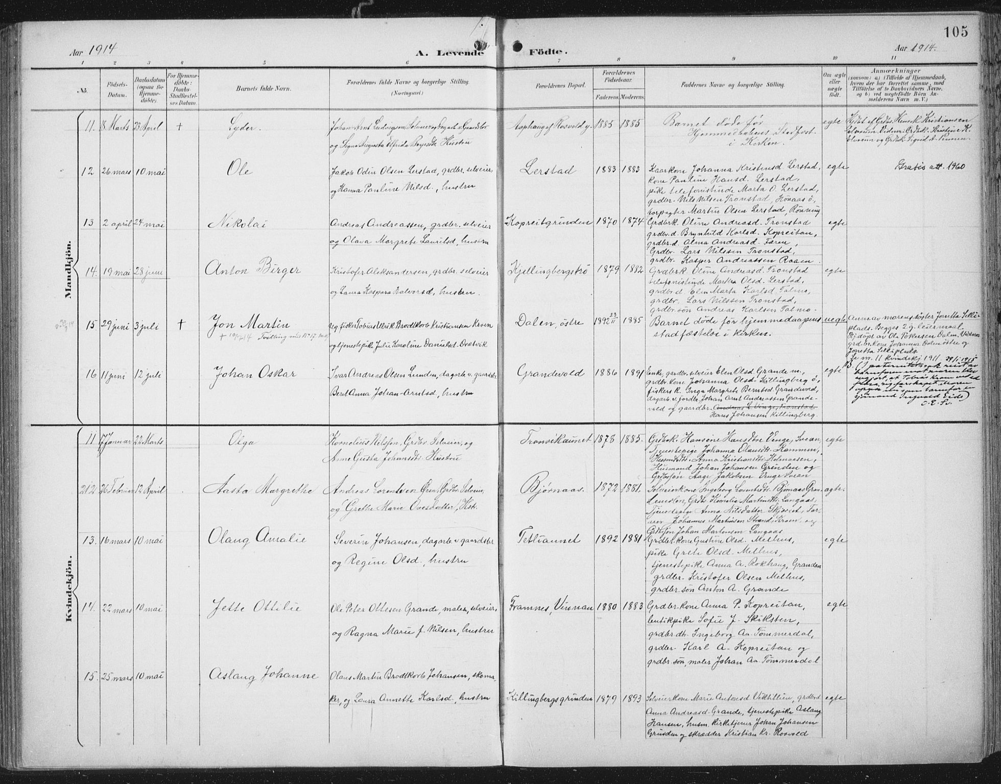 Ministerialprotokoller, klokkerbøker og fødselsregistre - Nord-Trøndelag, SAT/A-1458/701/L0011: Parish register (official) no. 701A11, 1899-1915, p. 105