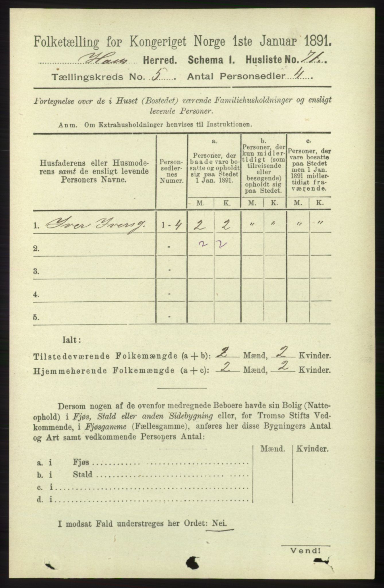 RA, 1891 census for 1250 Haus, 1891, p. 1818