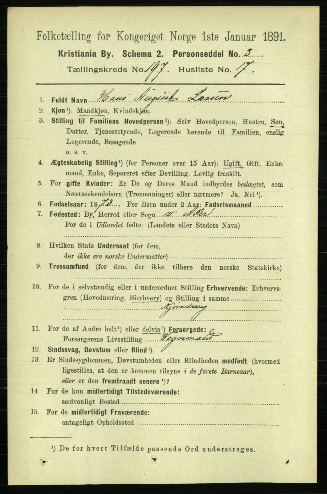 RA, 1891 census for 0301 Kristiania, 1891, p. 119117