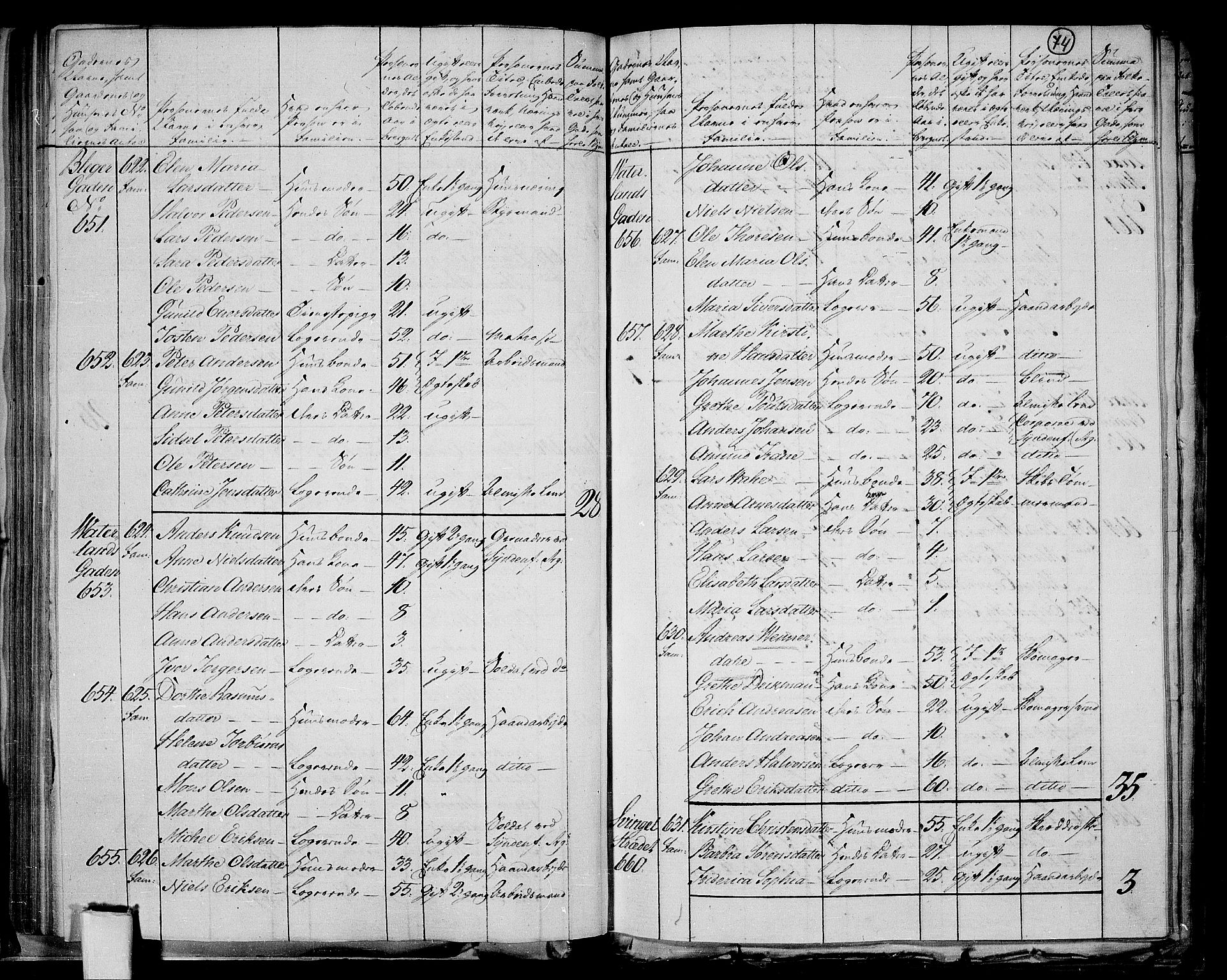 RA, 1801 census for 0101P Fredrikshald, 1801, p. 73b-74a