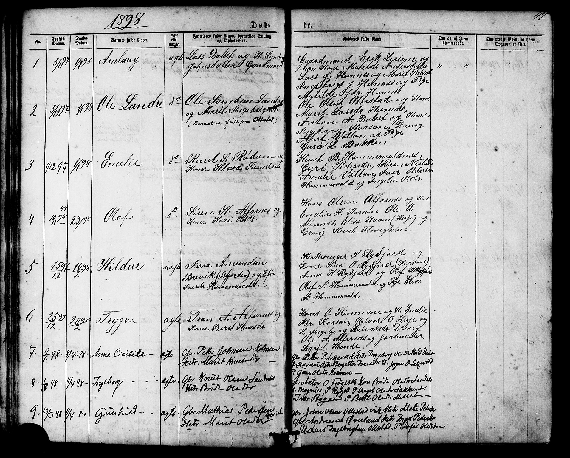 Ministerialprotokoller, klokkerbøker og fødselsregistre - Møre og Romsdal, SAT/A-1454/548/L0614: Parish register (copy) no. 548C02, 1867-1917, p. 47