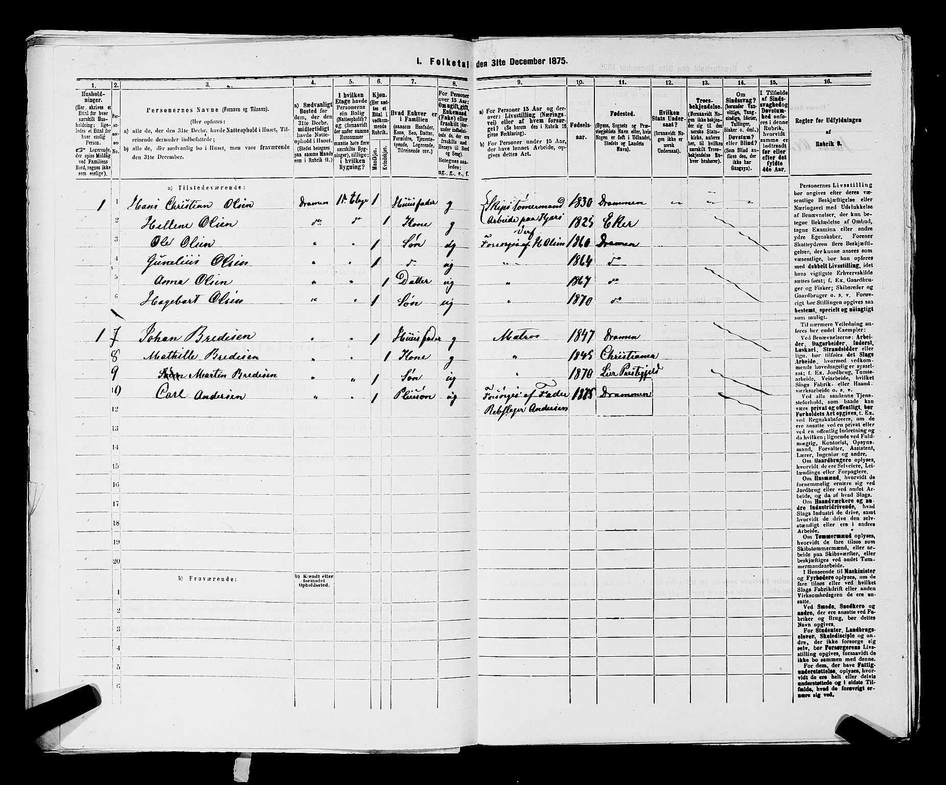 SAKO, 1875 census for 0602 Drammen, 1875, p. 3428