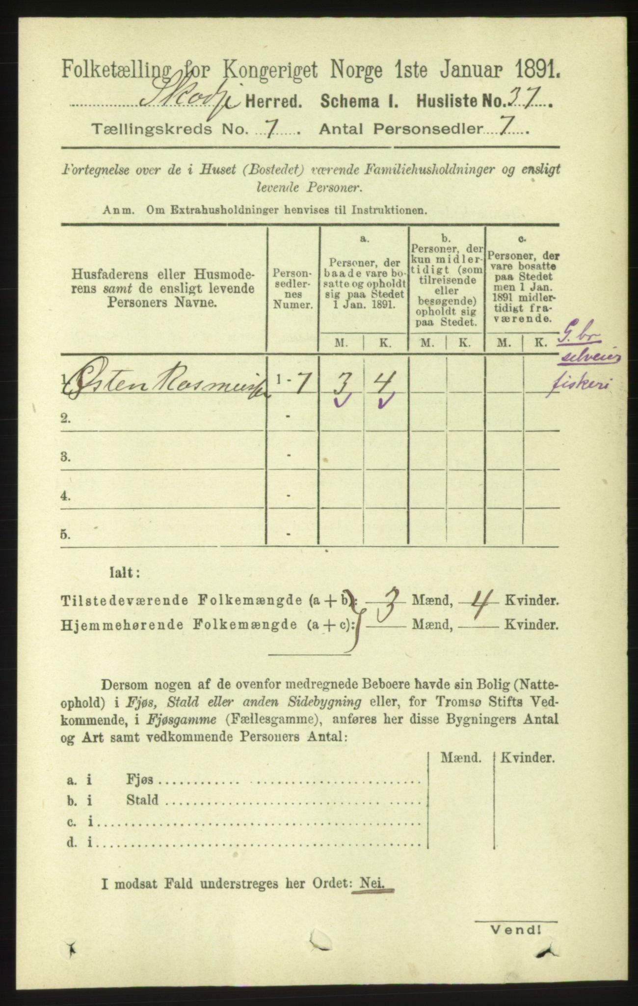 RA, 1891 census for 1529 Skodje, 1891, p. 1407