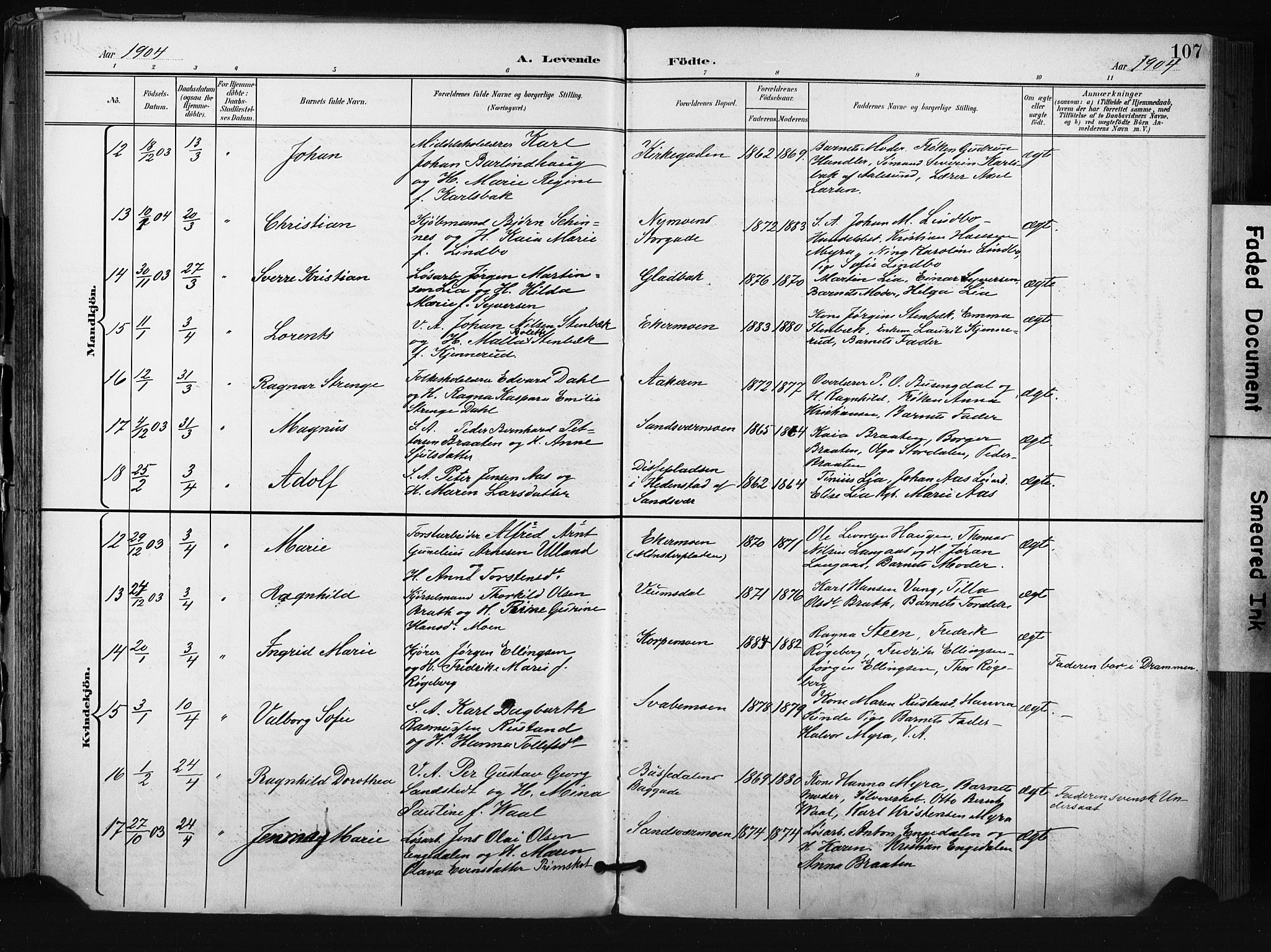 Kongsberg kirkebøker, AV/SAKO-A-22/F/Fb/L0003: Parish register (official) no. II 3, 1896-1905, p. 107