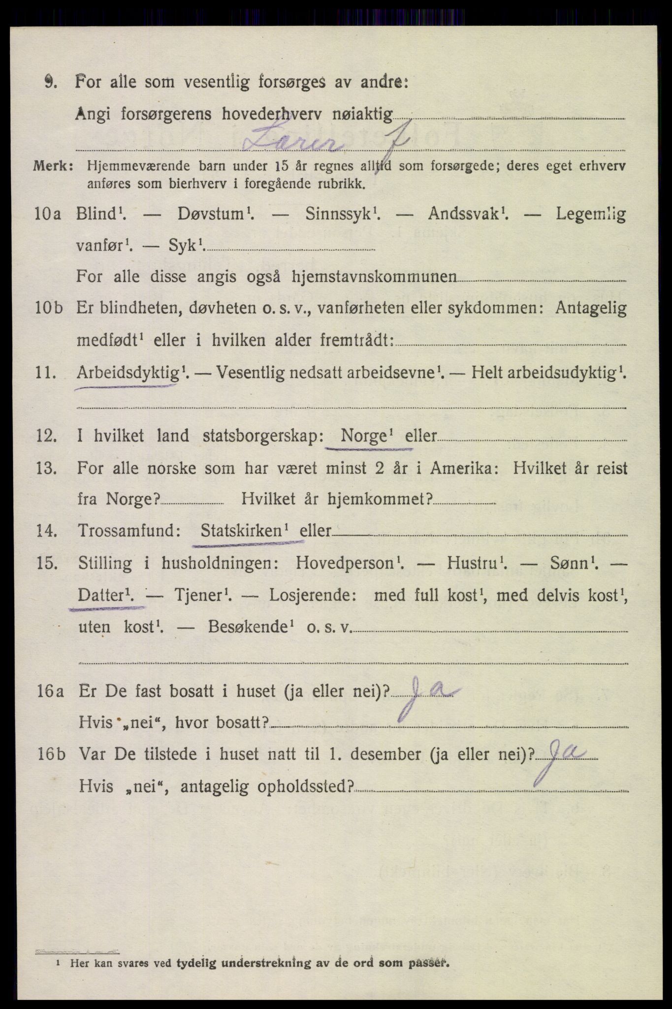 SAK, 1920 census for Fjære, 1920, p. 3624