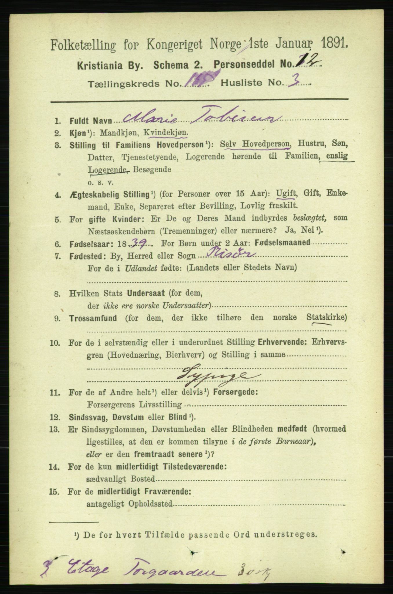 RA, 1891 census for 0301 Kristiania, 1891, p. 61712