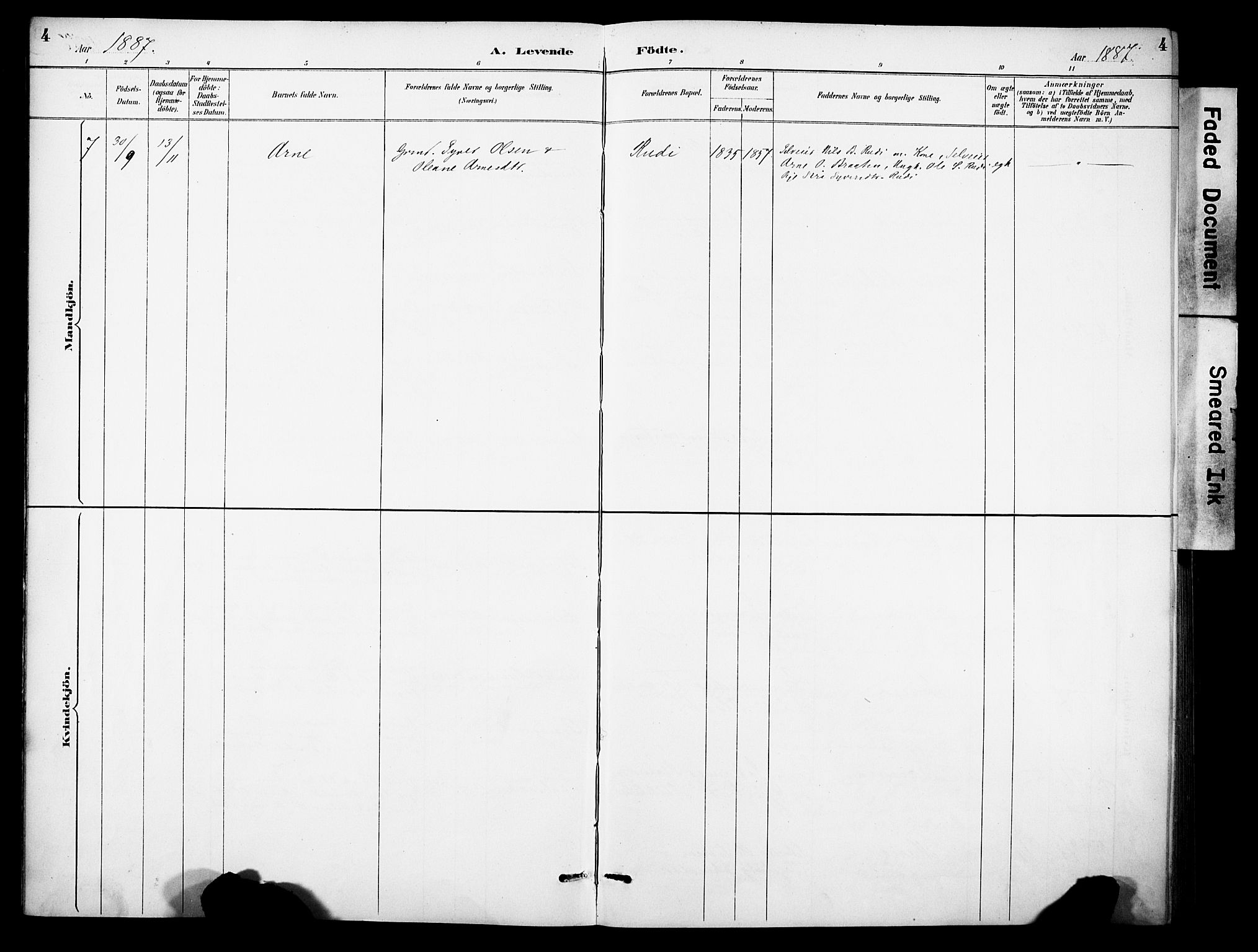 Sør-Aurdal prestekontor, SAH/PREST-128/H/Ha/Haa/L0010: Parish register (official) no. 10, 1886-1906, p. 4