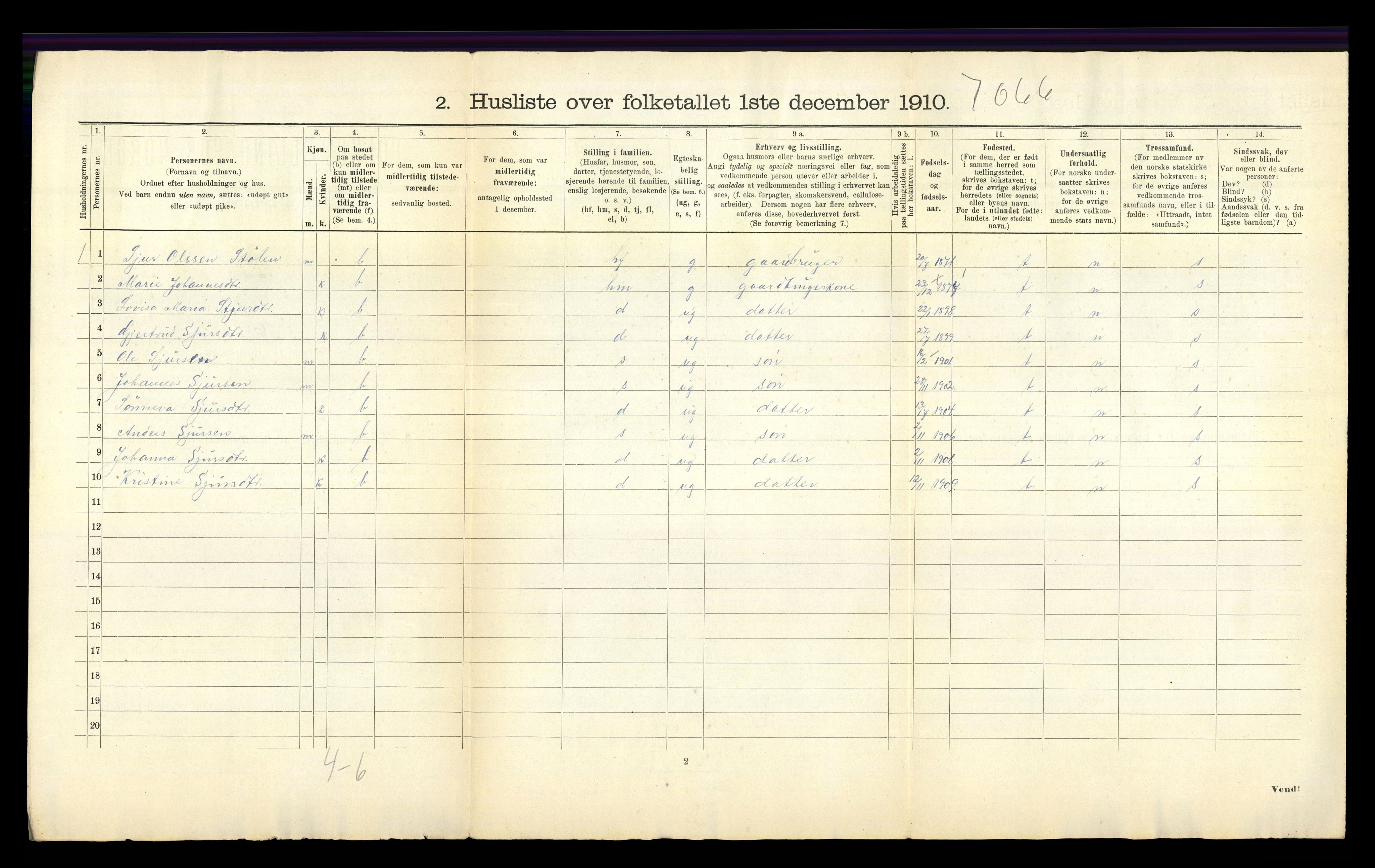 RA, 1910 census for Hafslo, 1910, p. 48